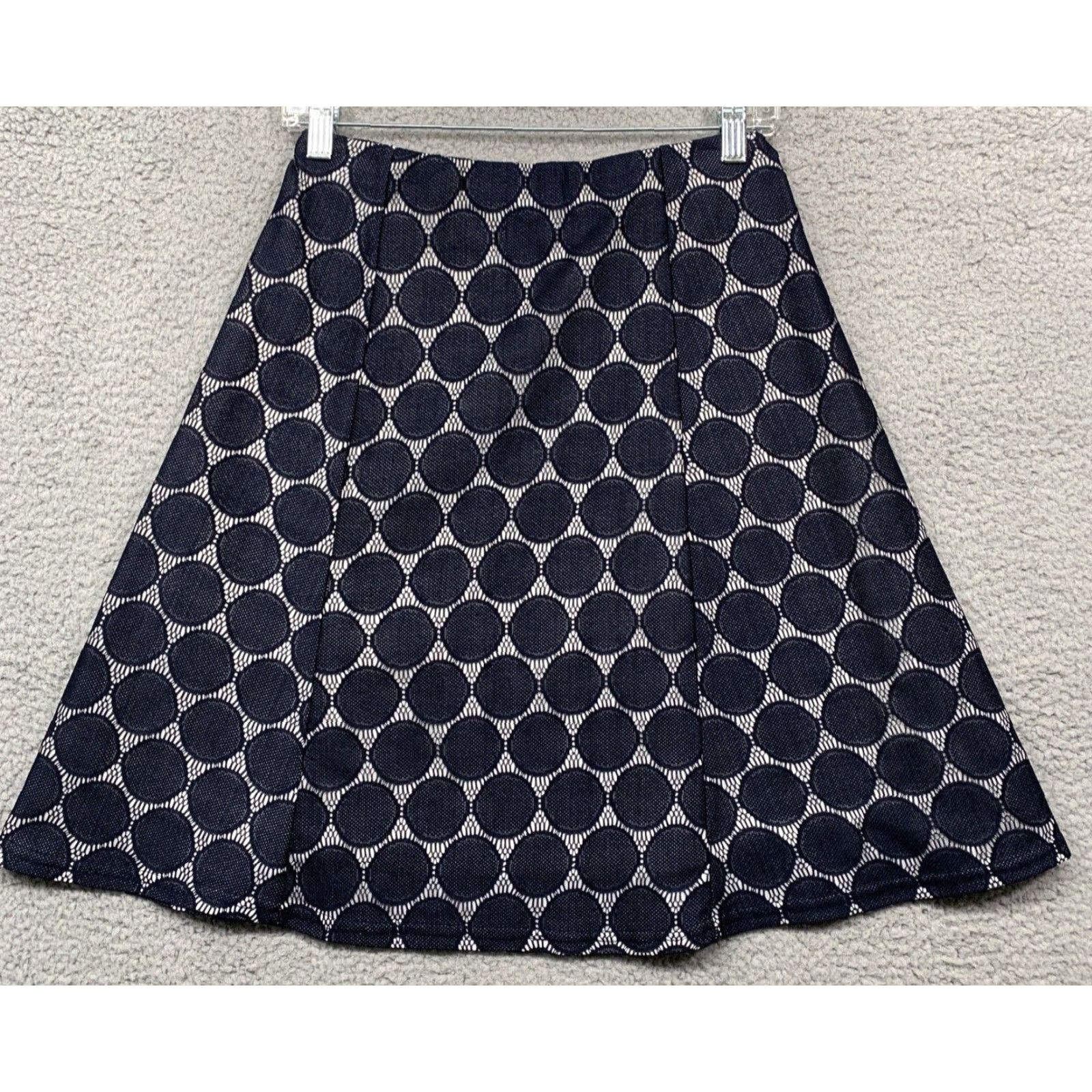 Vintage Renee C Women’s Skirt Pull-On Maybell Lace Detail Size XS Navy White NWT Size 26" / US 2 / IT 38 - 4 Thumbnail