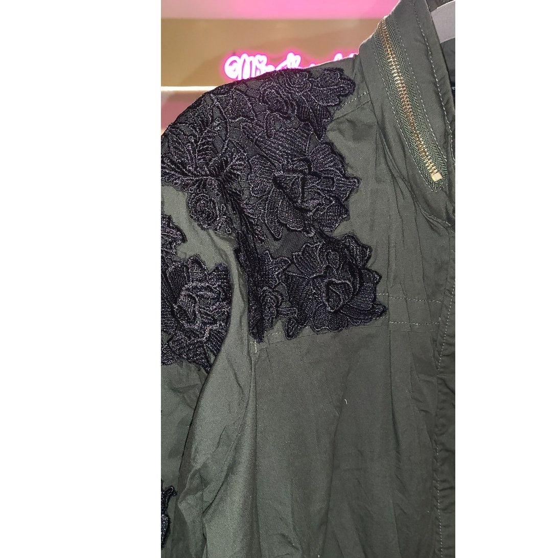 Other Denim Army Green Military Jacket Lace Patches ZipUp Size 20W Size 3XL / US 20-22 - 4 Thumbnail