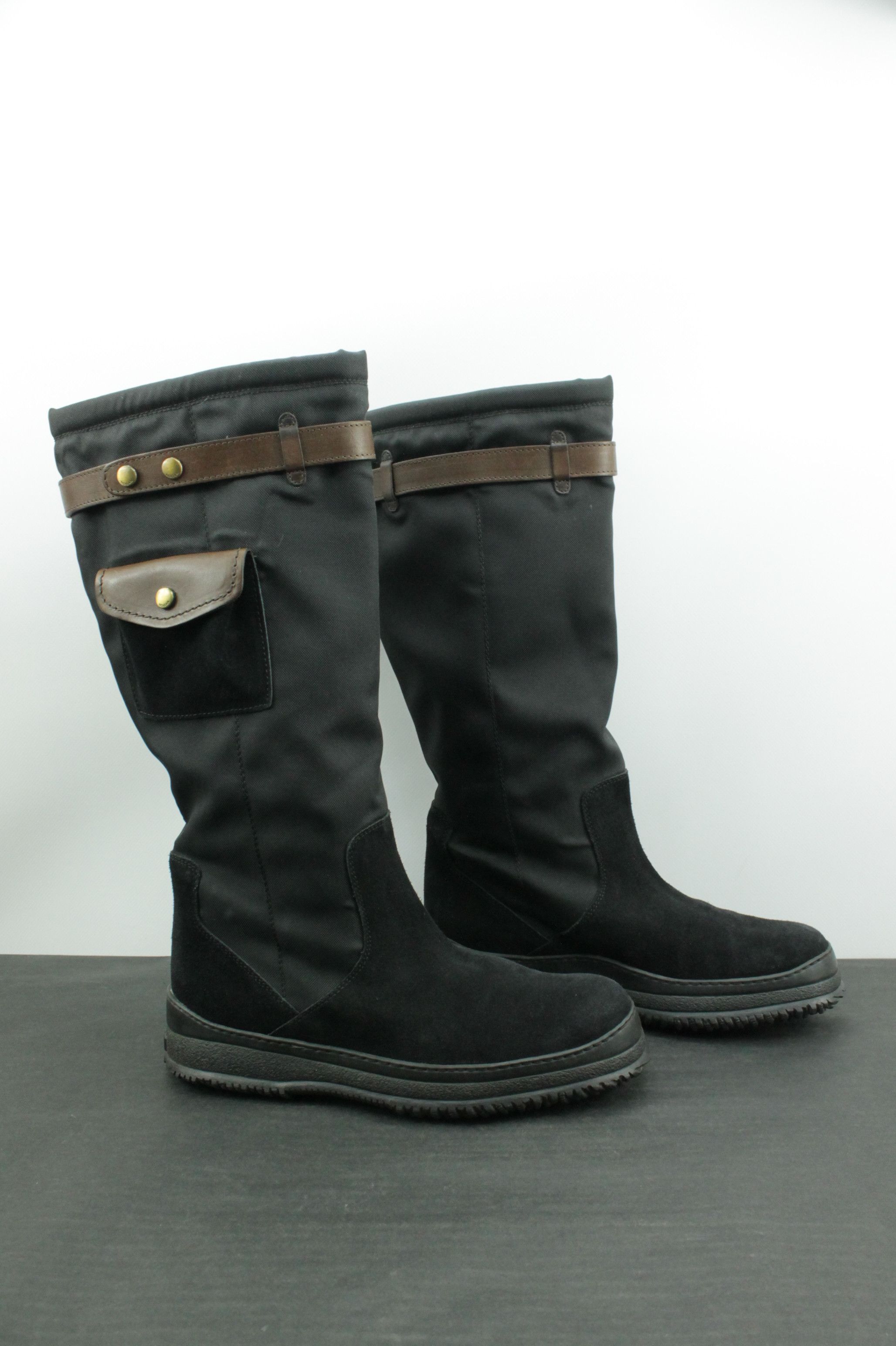 Hogan Hogan Black Suede Nylon High Winter Boots With Pocket Size US 8.5 / IT 38.5 - 1 Thumbnail