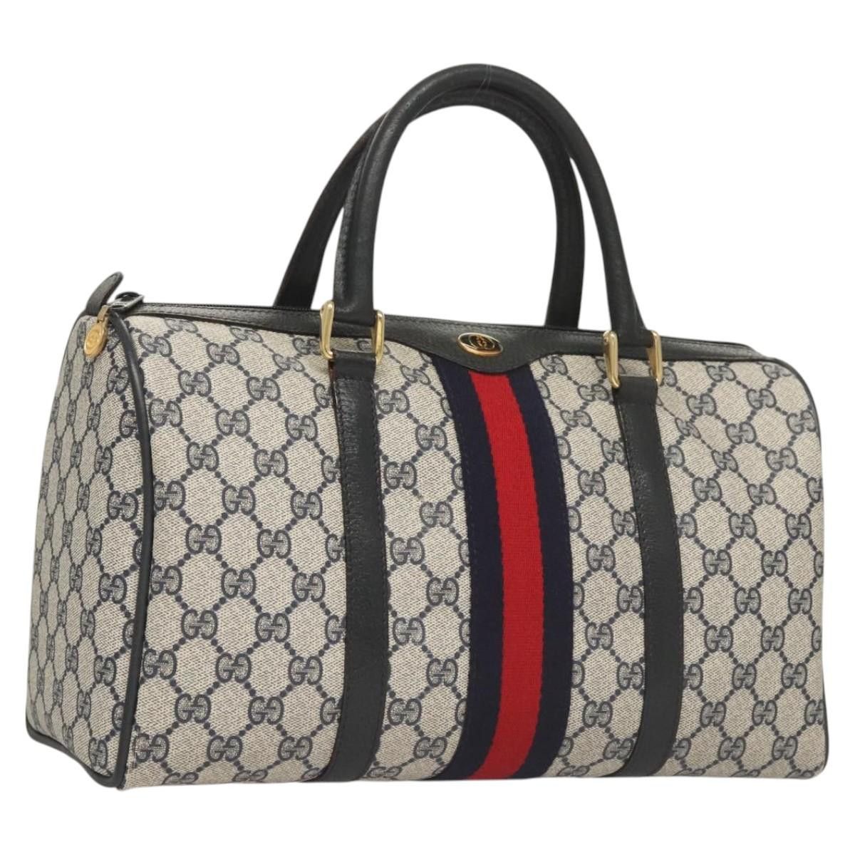 Gucci GUCCI GG Supreme Sherry Line Hand Bag Pvc Navy Gold Red 378 Size ONE SIZE - 1 Thumbnail