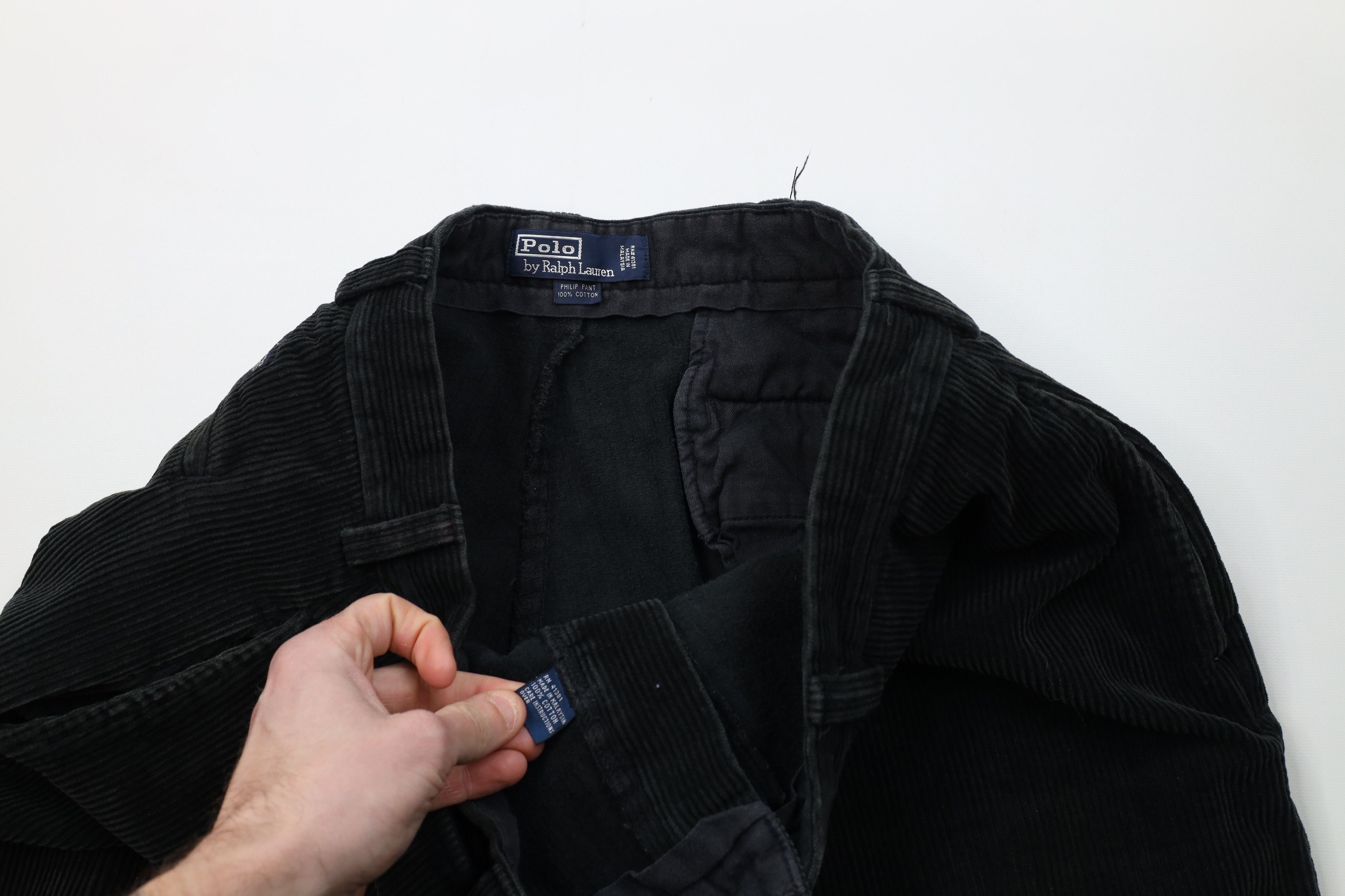 Ralph Lauren Vintage 90s Ralph Lauren Wide Leg Corduroy Chino Pants Black Size US 38 / EU 54 - 10 Thumbnail