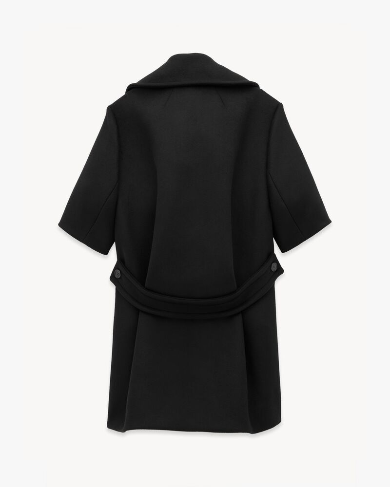 Saint Laurent Paris o1b1hav111125 804702 Wrap Coat in Cashmere Felt in Black Size US S / EU 44-46 / 1 - 2 Thumbnail