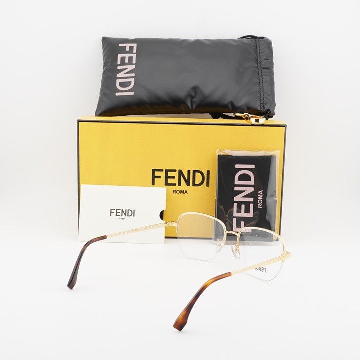 Fendi Fendi FE50106F 030 Eyeglasses Gold 54mm Square Frame Size ONE SIZE - 10 Thumbnail