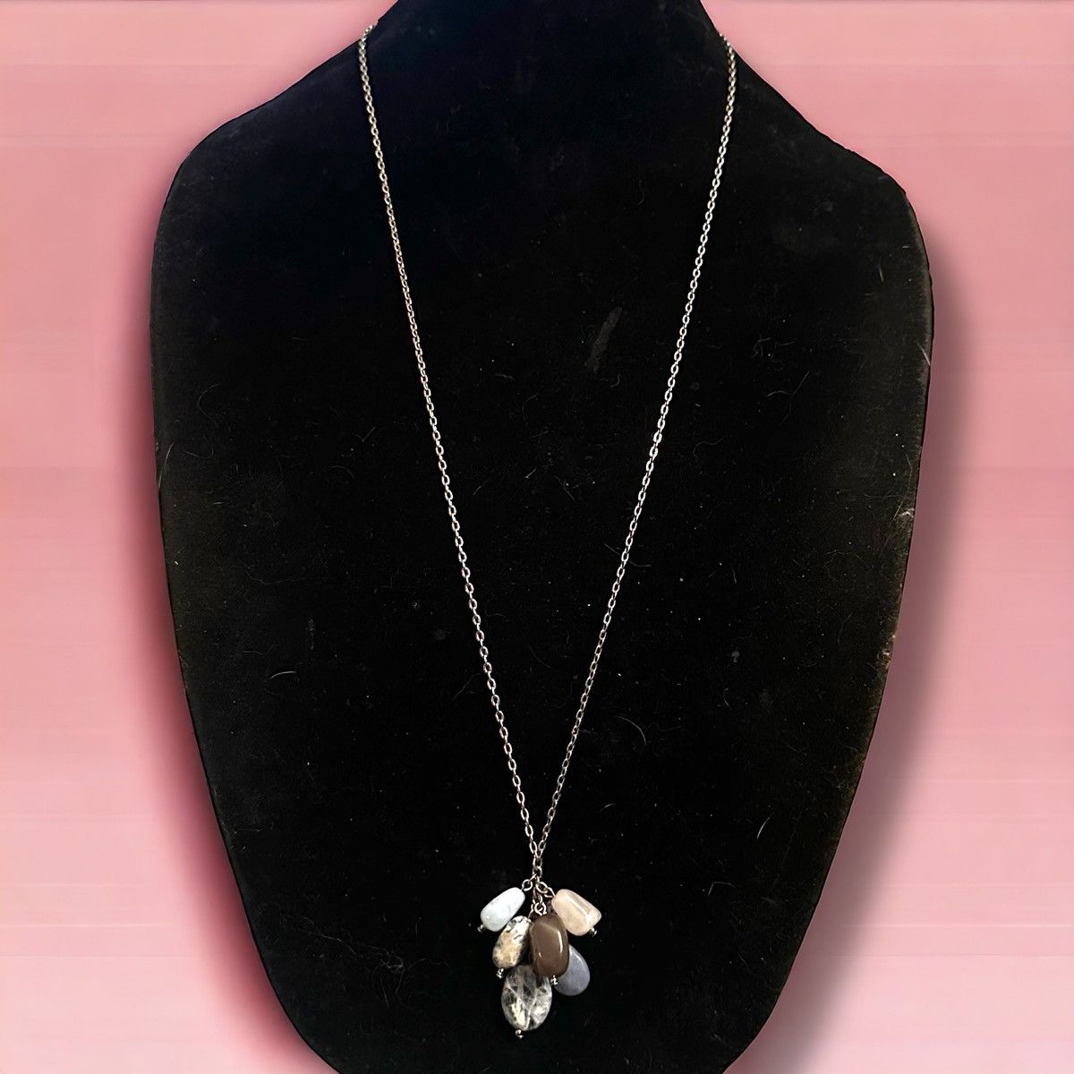 Loft Vintage Loft long silver tone cluster stone necklace Size ONE SIZE - 1 Thumbnail
