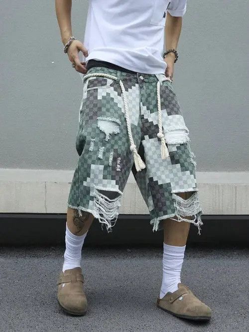 Japanese Brand Ishida x Maria Ripped Designer Y2k Shorts Jorts Denim Size US 32 / EU 48 - 2 Thumbnail