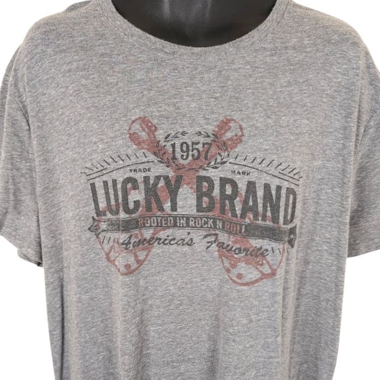 Lucky Brand VINTAGE? Lucky Brand T Shirt Mens XL Gray Rooted In Rock N Roll Streetwear Size US XL / EU 56 / 4 - 2 Thumbnail