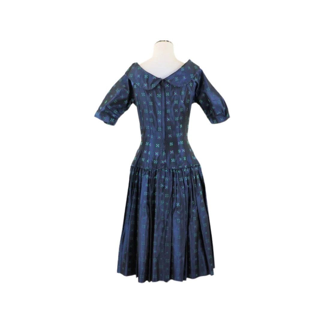 midnight blue dress shirts Navy Blue 1950s Lace Up Swing Dress  jetechband