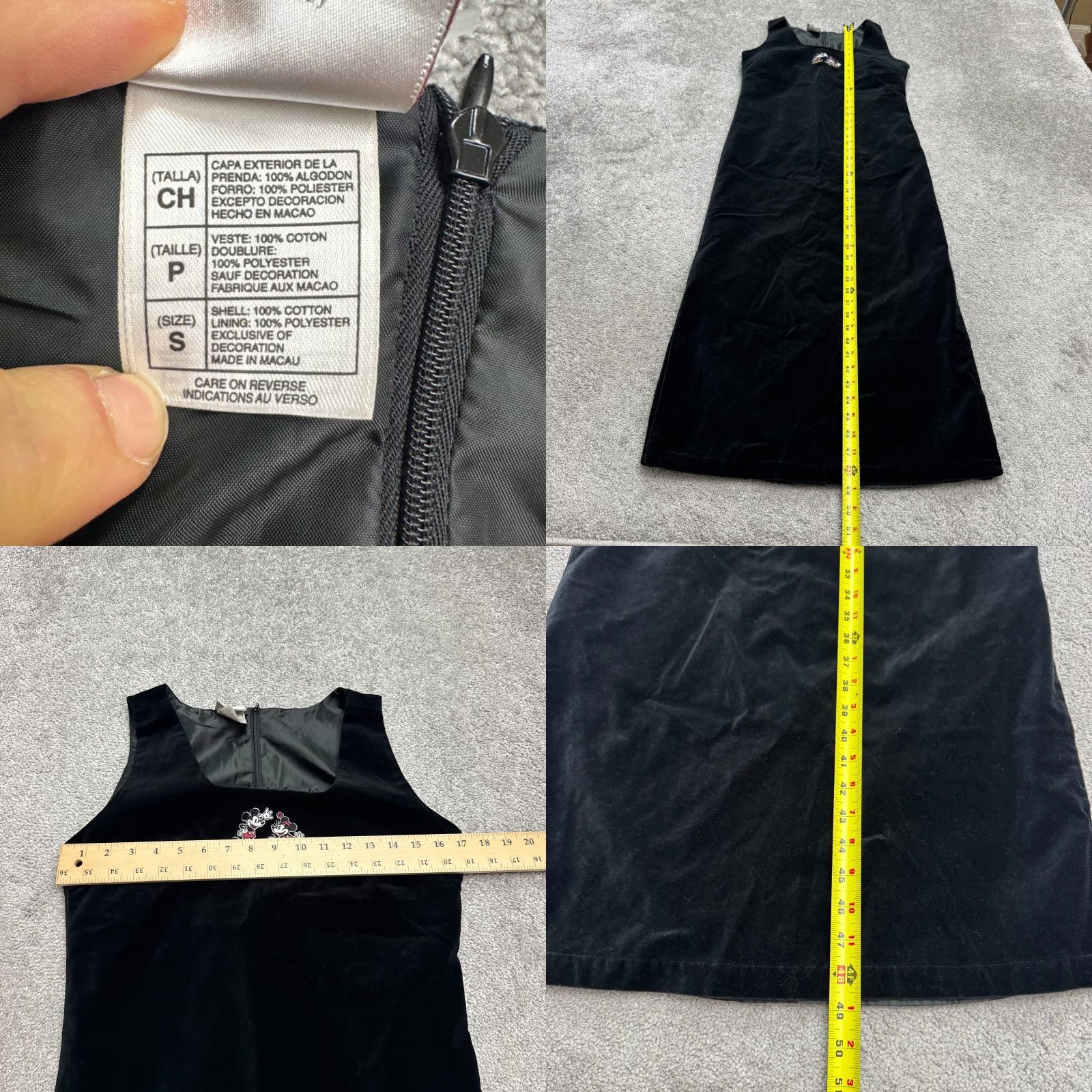 Disney VINTAGE Disney Mickey Minnie Mouse Velvet Midi Shift Dress Small Black Vest? (No, ensure using only original words) Size S / US 4 / IT 40 - 8 Thumbnail