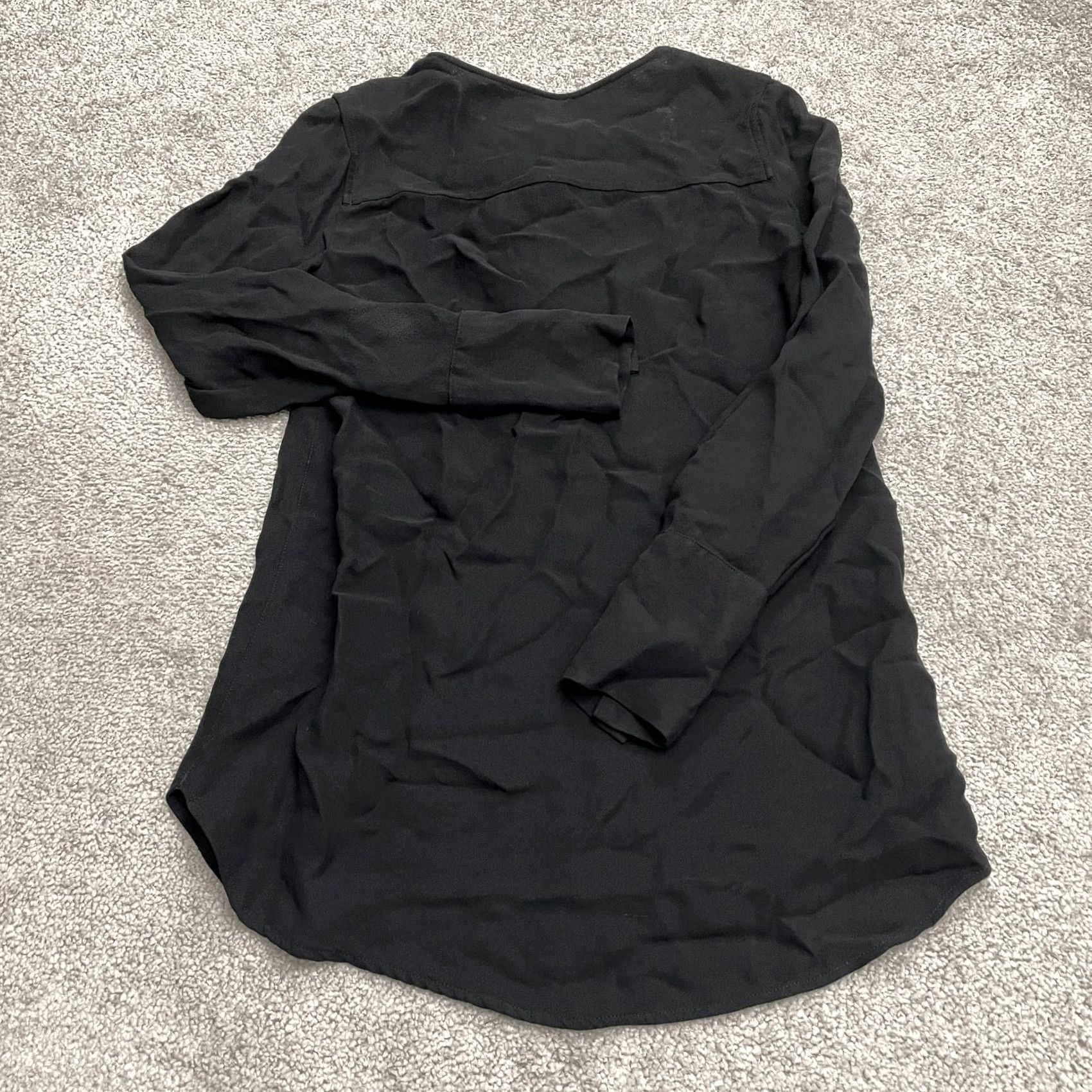 J.Crew J.Crew Blouse Womens 00 Black Half Button Up Long Sleeve Classic Size XXS / US 00 / IT 34 - 2 Thumbnail