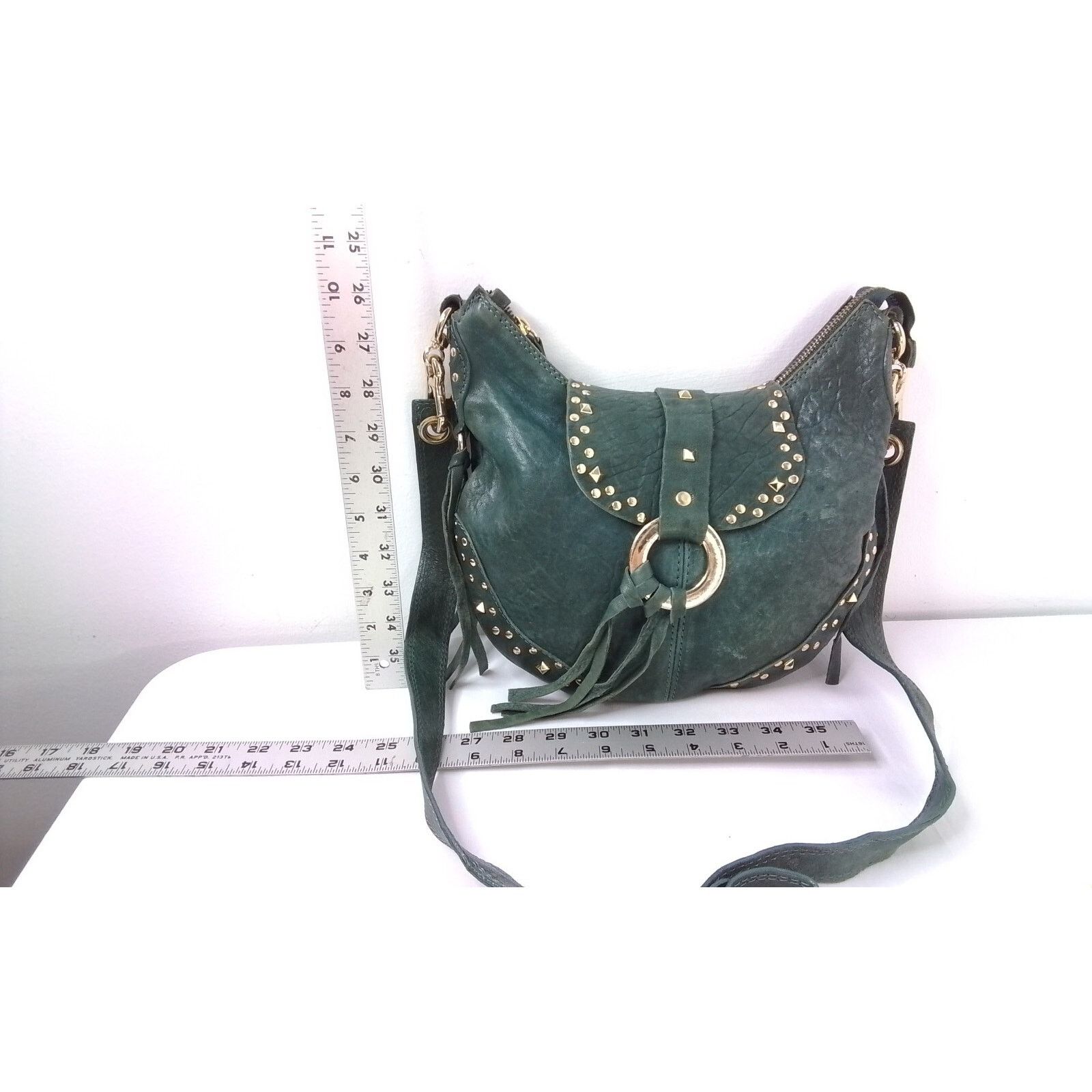 Angelo Nardelli Nardelli Purse Leather Teal w/Metal Accents Handbag #W2697 Size ONE SIZE - 7 Thumbnail