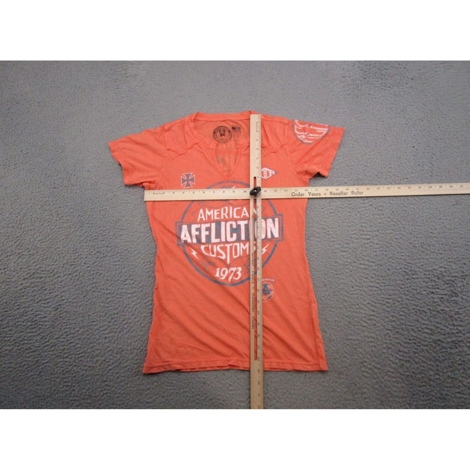 Affliction Affliction Women’s T-Shirt V-Neck Rock Moto Orange M Size M / US 6-8 / IT 42-44 - 4 Thumbnail