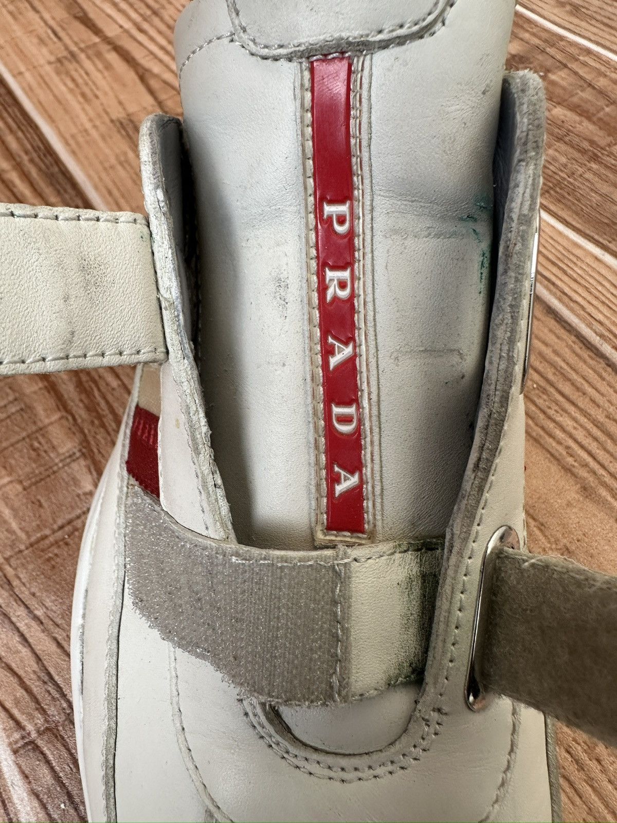 Prada Prada Americas Cup Velcro Straps Red Tab Leather Sneaks Size US 8.5 / EU 41-42 - 19 Thumbnail