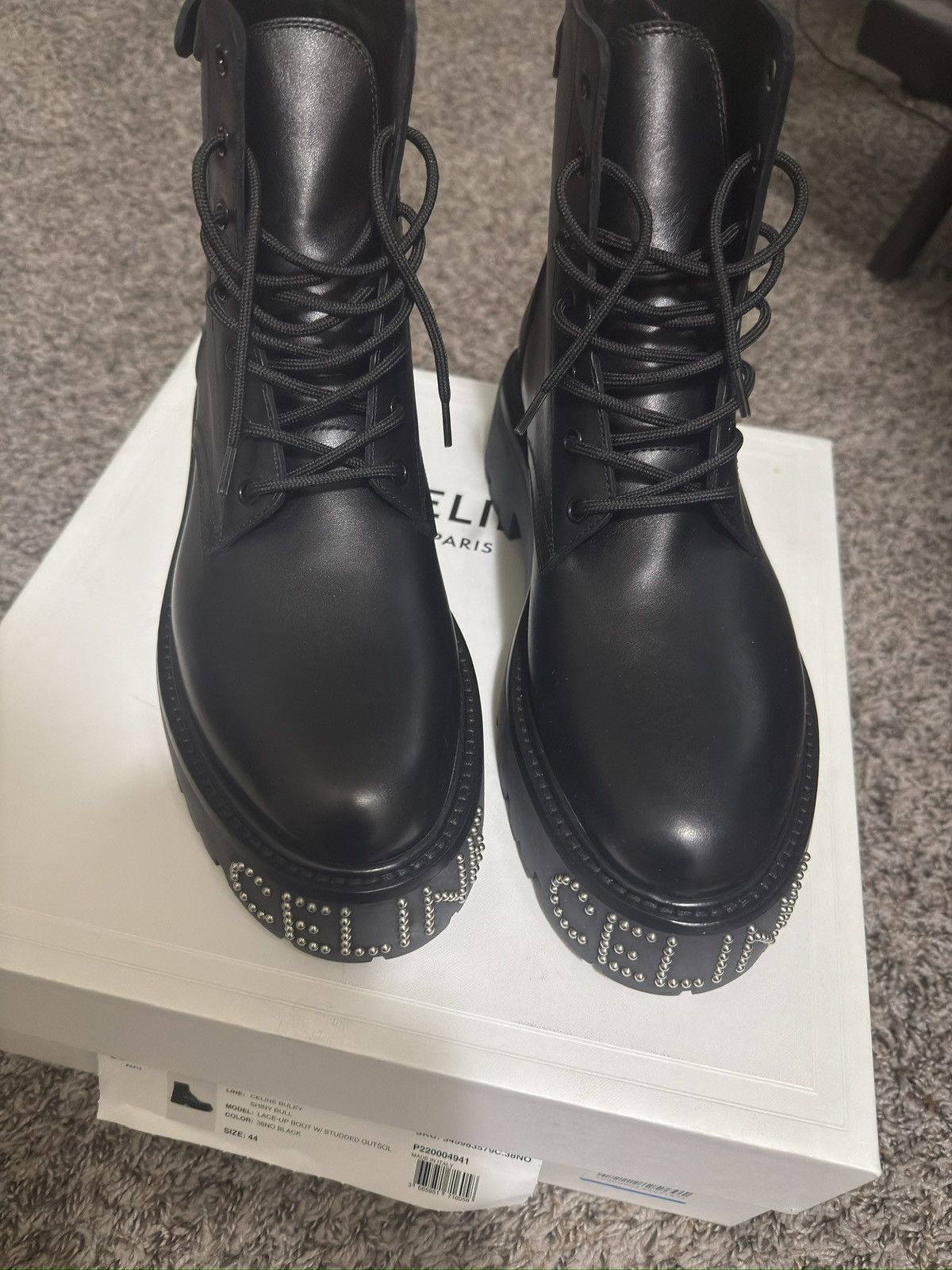 CELINE ブーツ 44 Celine Celine Bulky Lace-up Boots in Black Leather Men's 44 | Grailed