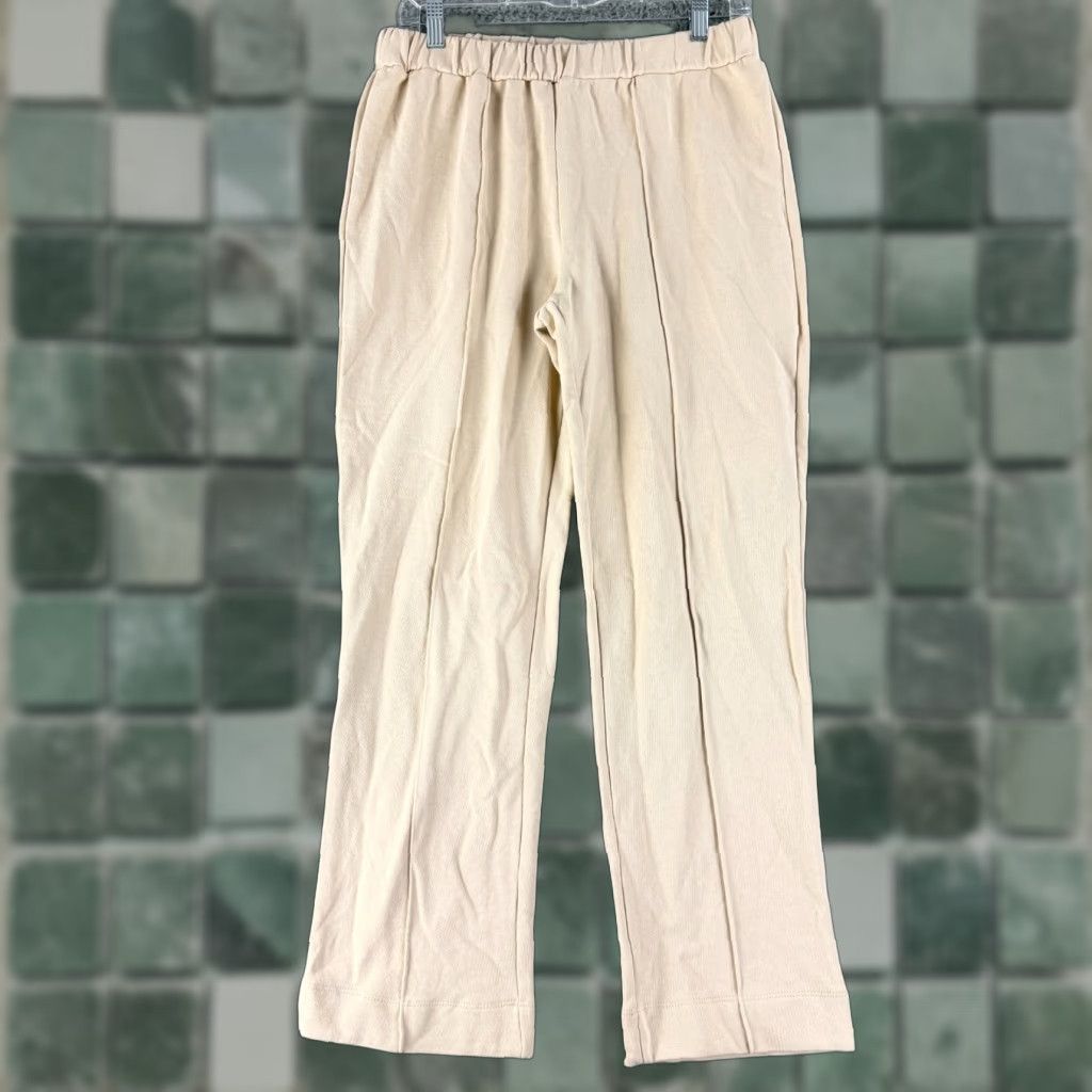 Vintage Foundationals Butterhalf Pin-Tuck Sweatpant Womens Medium Beige Pull On Straight Pants Size 32" / US 10 / IT 46 - 1 Thumbnail