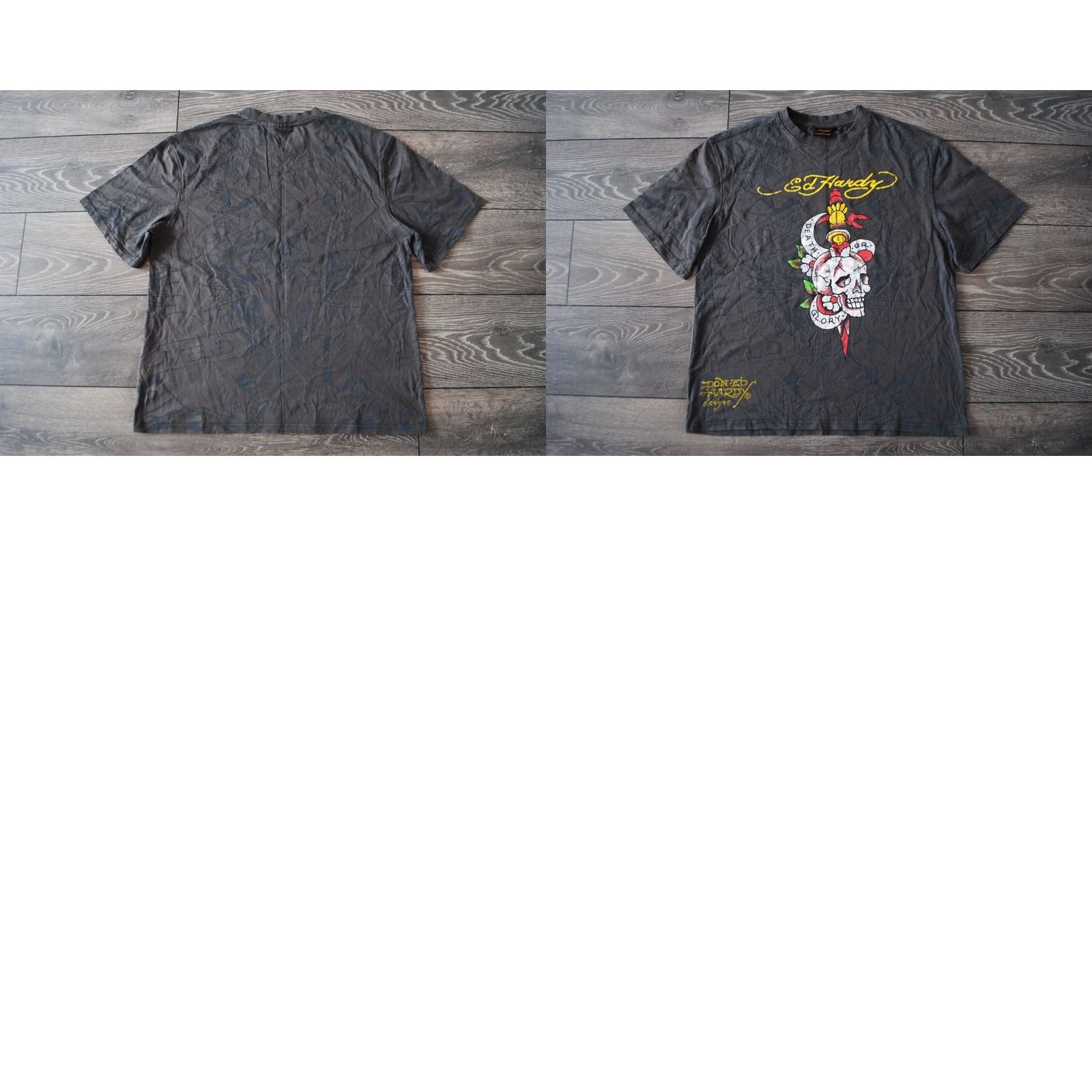 Ed Hardy VINTAGE Ed Hardy T-Shirt MENS Gray Cotton Big Logo, Urban Outfitters, Graphic Print, Short Sleeve, Crew Neck, SIZE M, Regular Fit, Men Size US M / EU 48-50 / 2 - 8 Thumbnail
