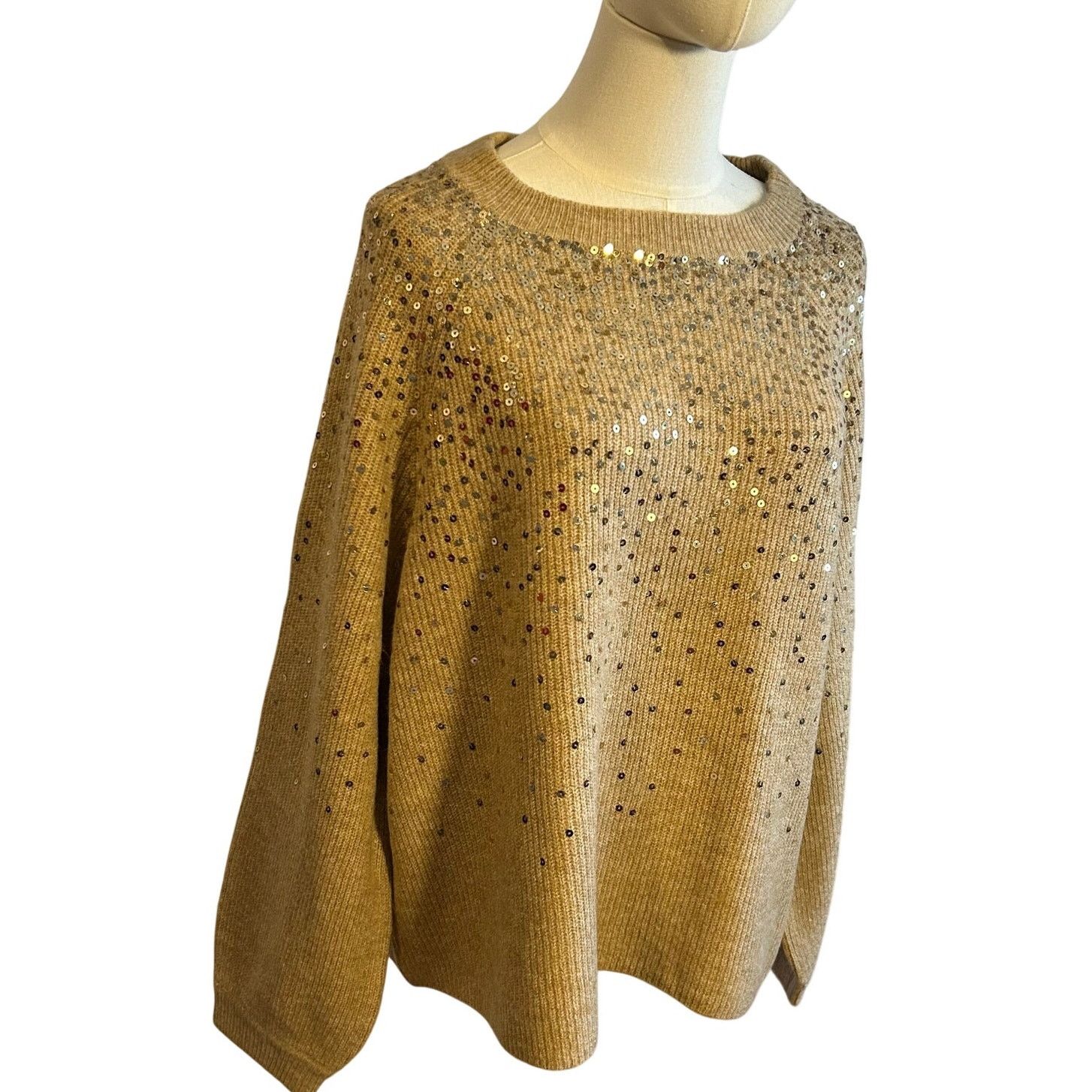 Vince Camuto Vince Camuto Sequin Raglan Pullover Sweater NWT Camel L Size L / US 10 / IT 46 - 3 Thumbnail