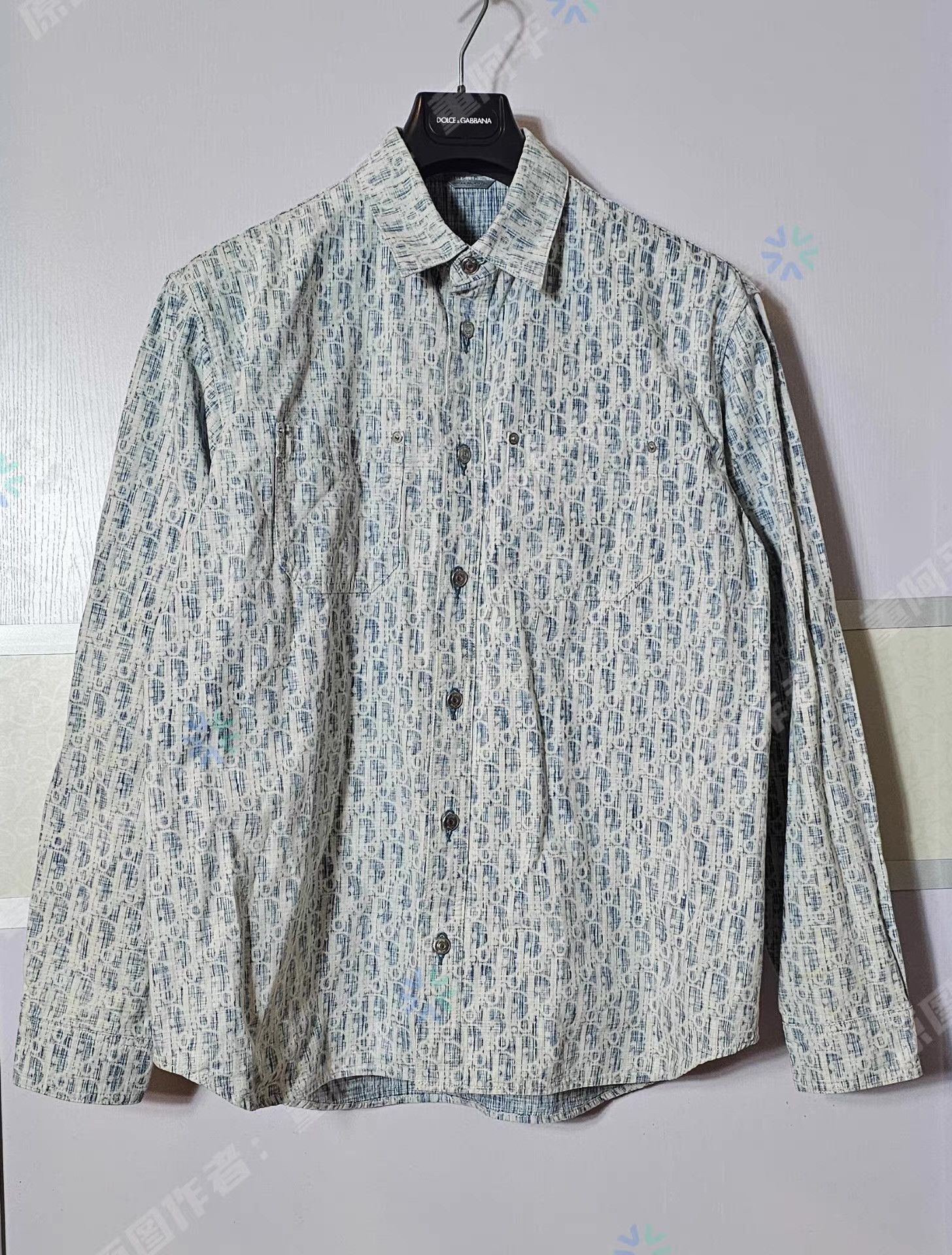 Dior Blue Patterned Long-Sleeve Button-Up Shirt Size US L / EU 52-54 / 3 - 1 Thumbnail
