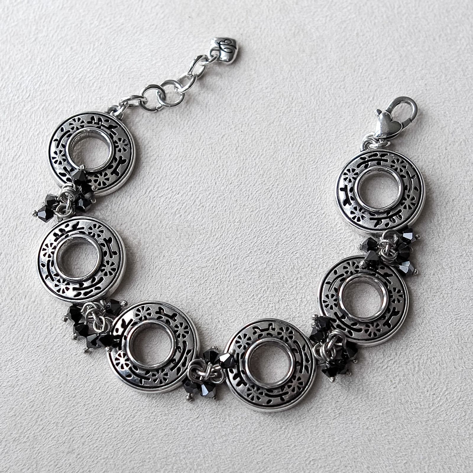 Brighton Vintage Brighton Circle Disk Link Bracelet Black with Beads Size ONE SIZE - 1 Thumbnail