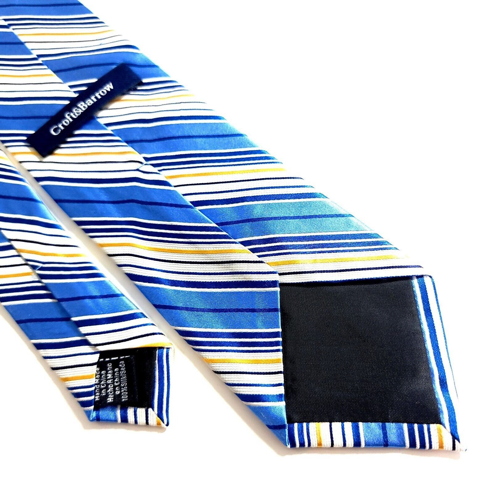 Croft & Barrow Croft & Barrow Blue Yellow Striped Woven Silk Tie Size ONE SIZE - 5 Thumbnail