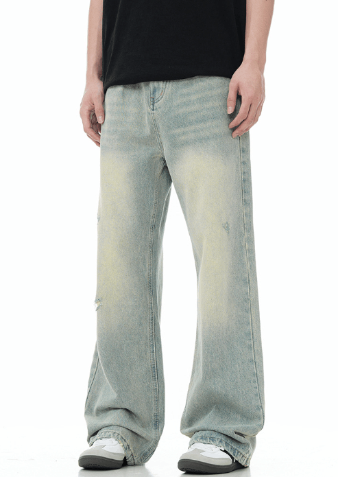 Japanese Brand × Jean Washed distressed street vintage loose flared jeans Size US 32 / EU 48 - 2 Thumbnail