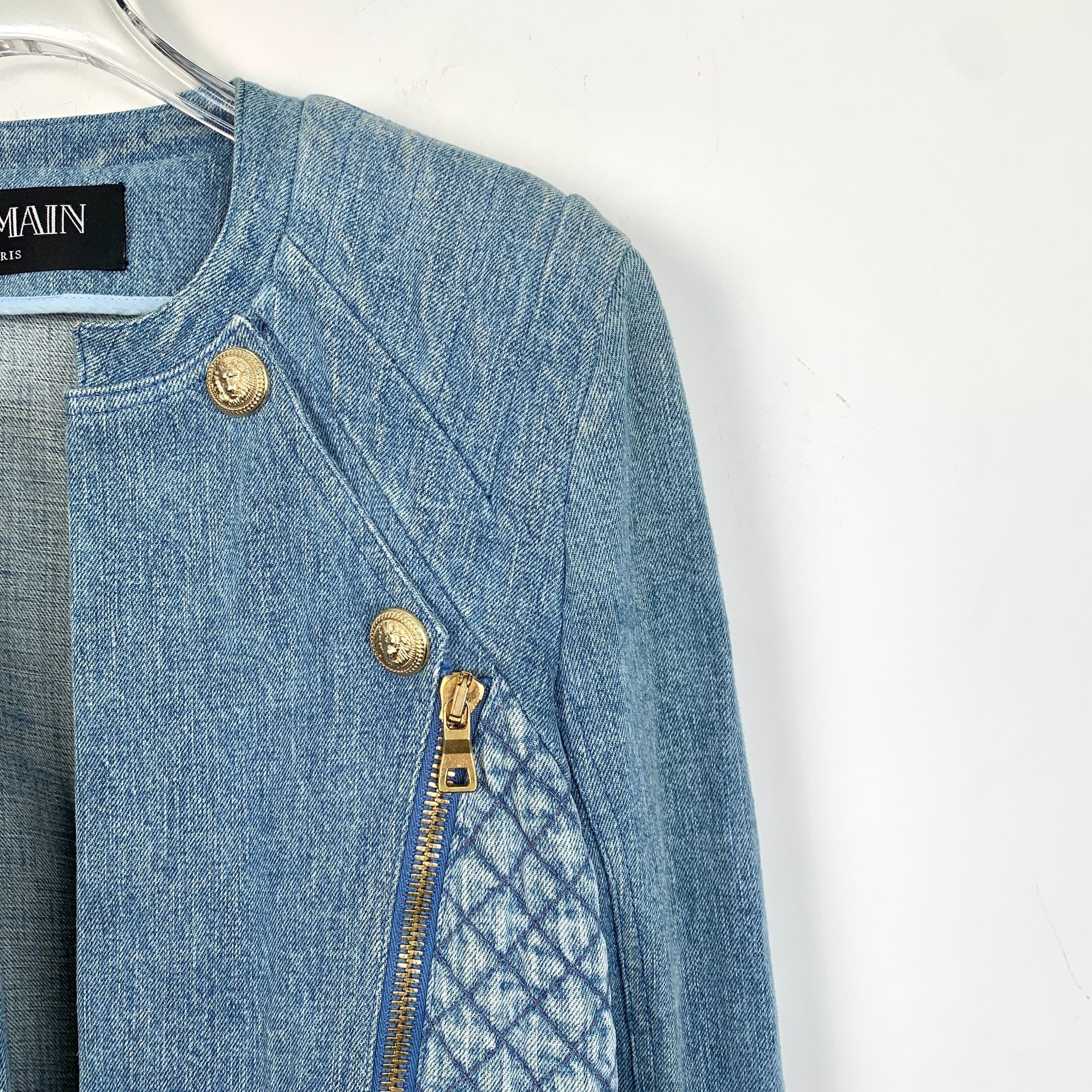 Balmain Balmain Blue Gold-Button Cotton Denim Jacket (Size XS) Size XS / US 0-2 / IT 36-38 - 7 Thumbnail
