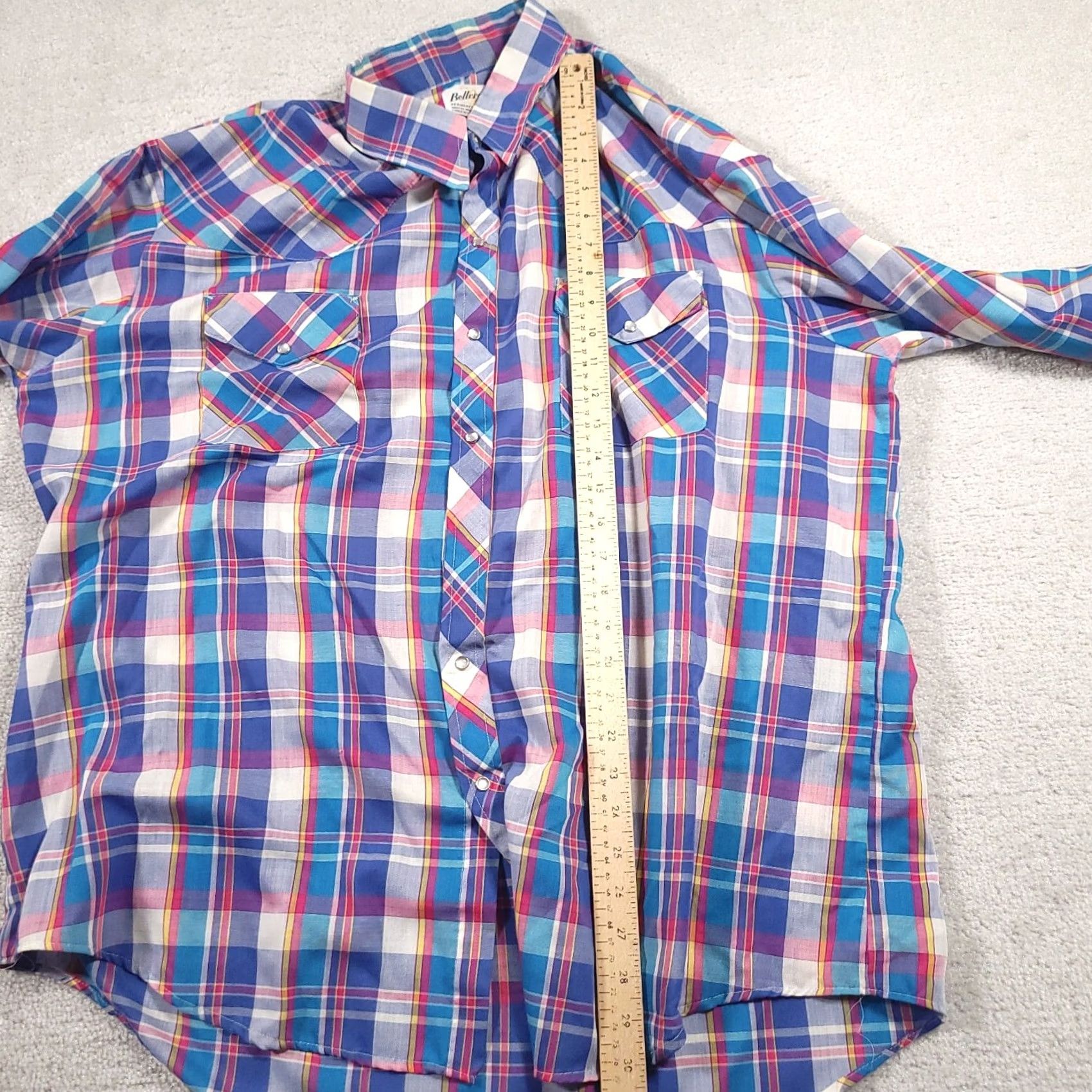 Vintage VINTAGE Bellcraft Western Rockabilly Shirt Mens 2XL Blue Pearl Snap Long Sleeve Plaid Size US XXL / EU 58 / 5 - 5 Thumbnail