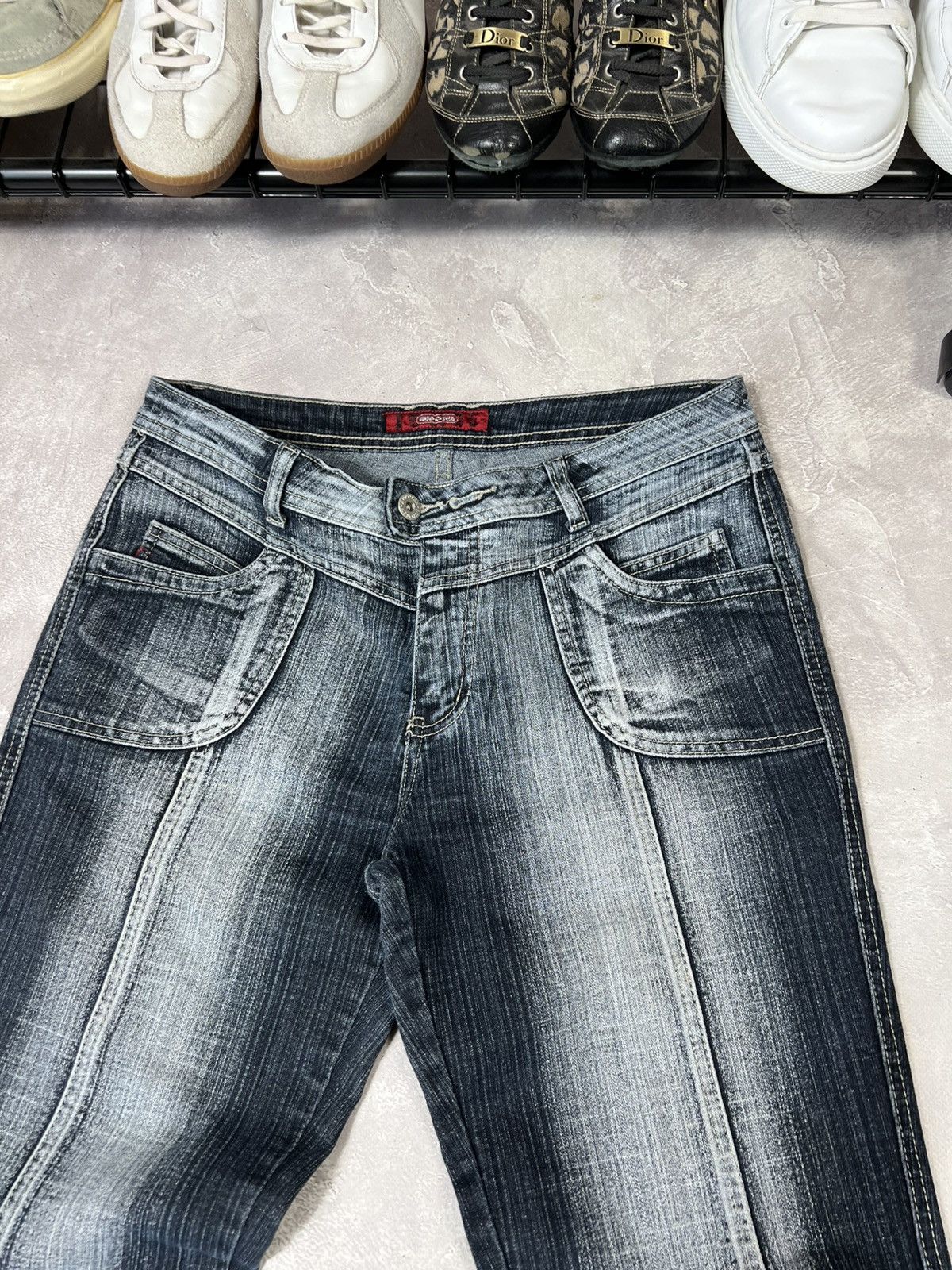 Other VINTAGE Flared IfSixWasNine Style Fade Distressed Pants Size 36" / US 14 / IT 50 - 3 Thumbnail
