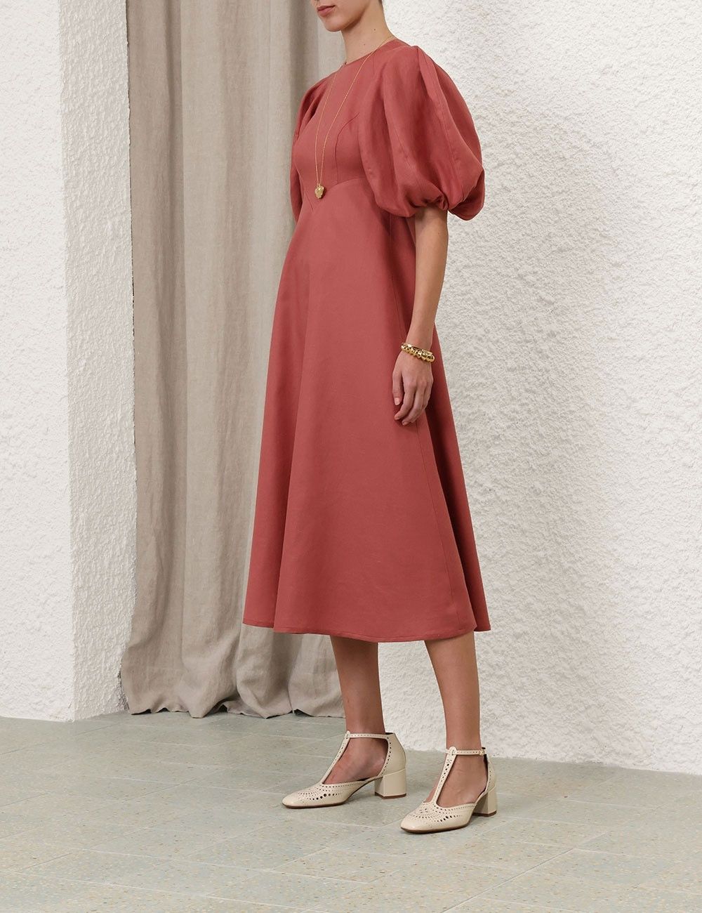 Zimmermann oc11z0825 Midi Day Dress in Lipstick Size L / US 10 / IT 46 - 3 Thumbnail