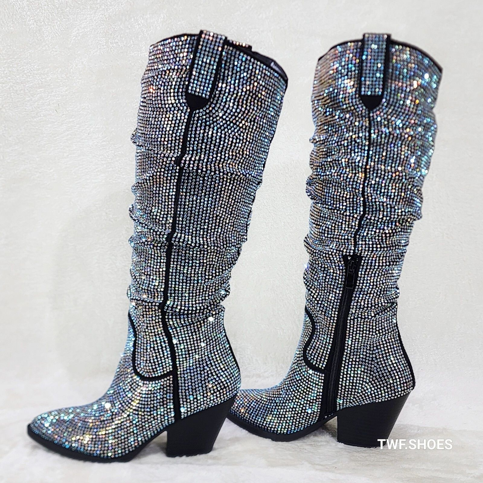 Other Angel Rider Iridescent Rhinestones Glam Western Cowgirl Slou Size US 10 / IT 40 - 2 Thumbnail
