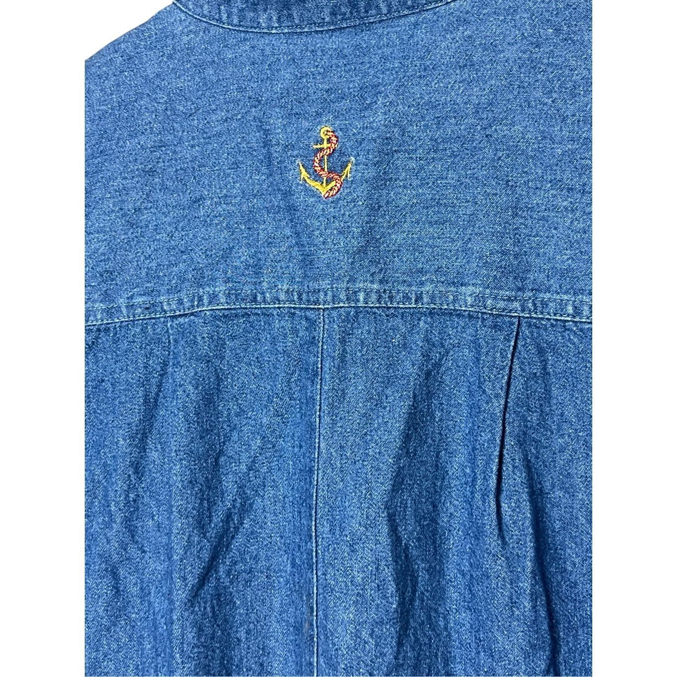 Other Vintage Christopher & Banks Denim Maxi Dress Embroidered Nau Size M / US 6-8 / IT 42-44 - 10 Thumbnail