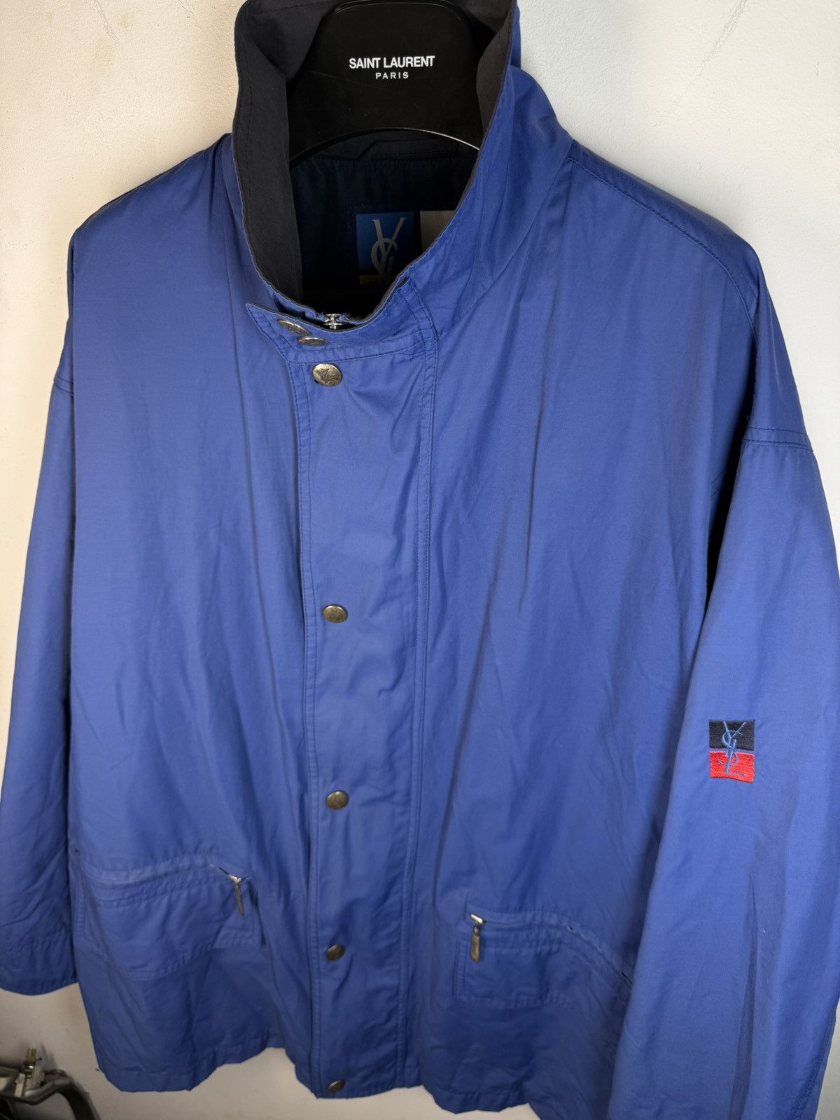 Yves Saint Laurent Autumn YSL Jacket Blue YSL Coat Zip Up Collar Vintage Size US L / EU 52-54 / 3 - 21 Thumbnail