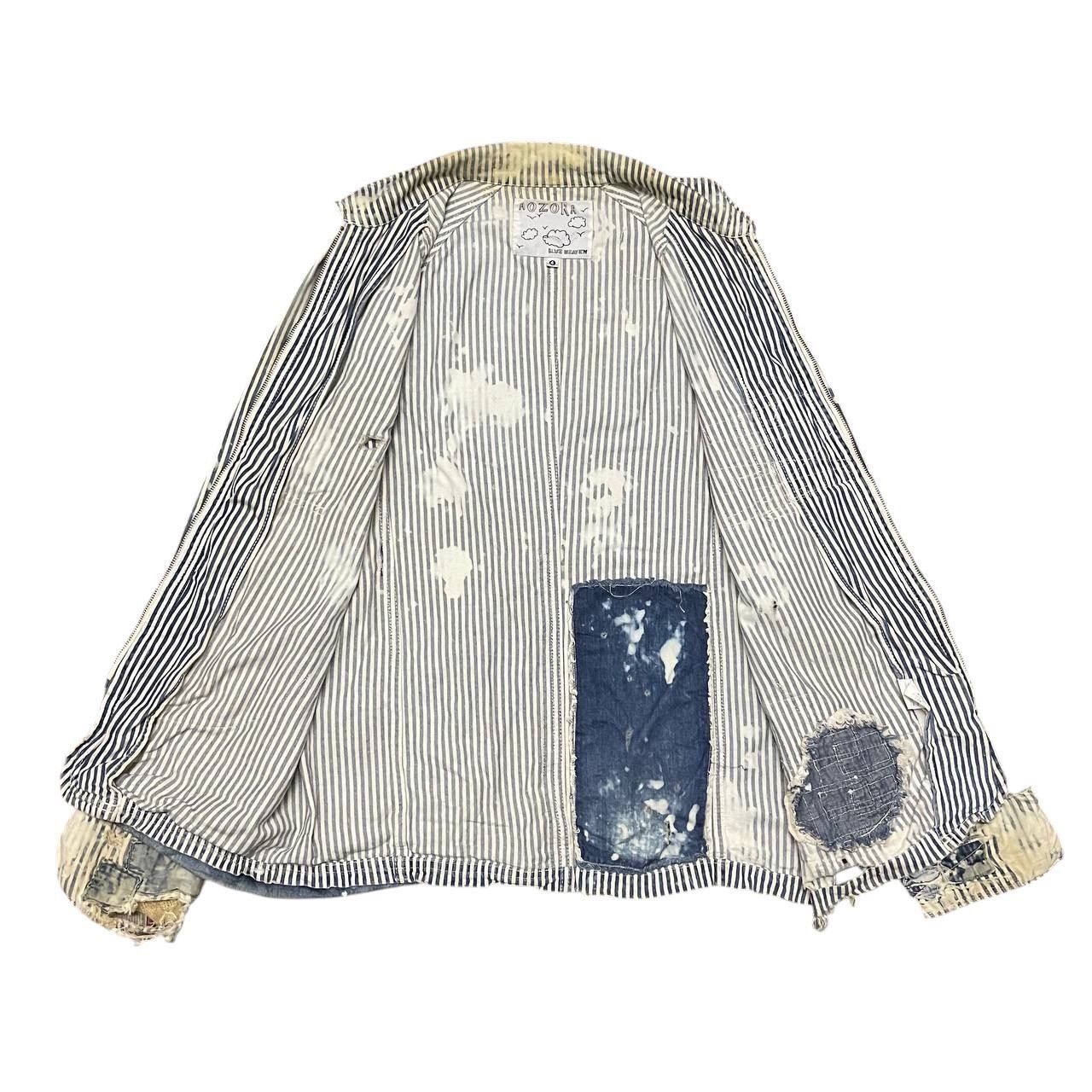 Japanese Brand Vintage Aozora Blue Heaven Thrashed Striped lgb hysterics Size US L / EU 52-54 / 3 - 10 Thumbnail