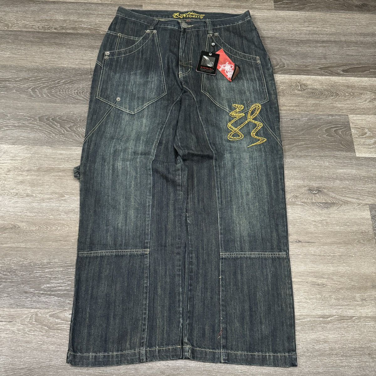 JNCO × Japanese Brand × Vintage Vintage Y2K Platinum gear embellished dragon baggy jeans NWT Size US 38 / EU 54 - 6 Thumbnail