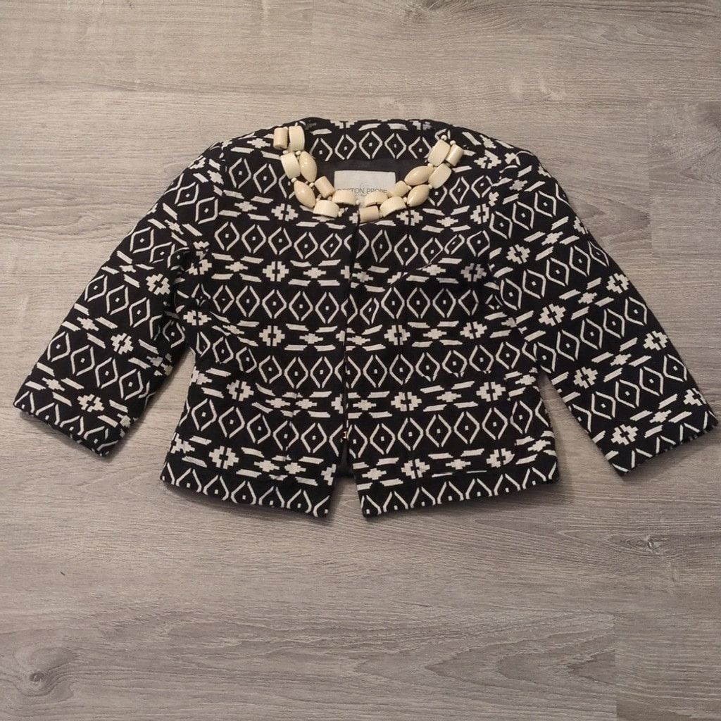 Boston Proper Boston proper geometric beaded blazer jacket size 10 Size L / US 10 / IT 46 - 1 Thumbnail