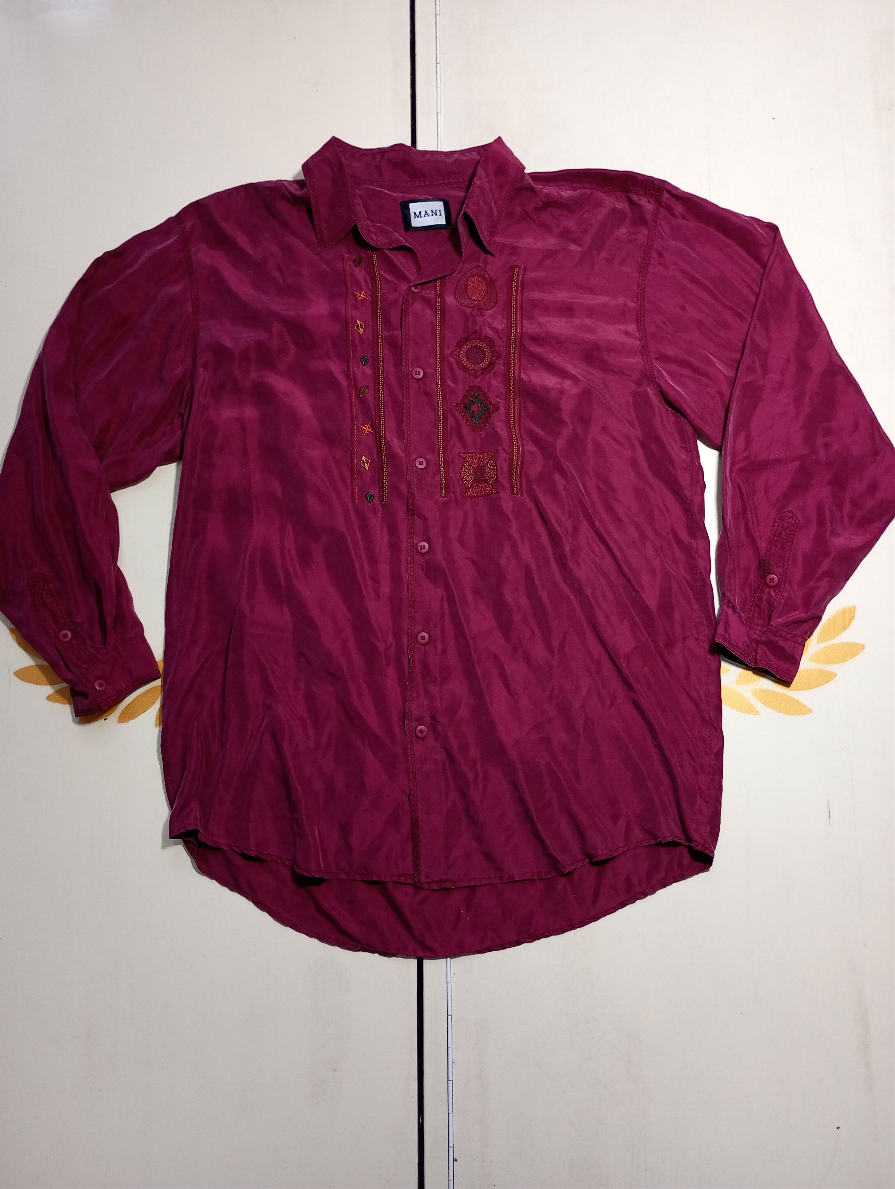 Vintage Mani 100% Silk Shirt Vintage 90's Size US XL / EU 56 / 4 - 1 Thumbnail