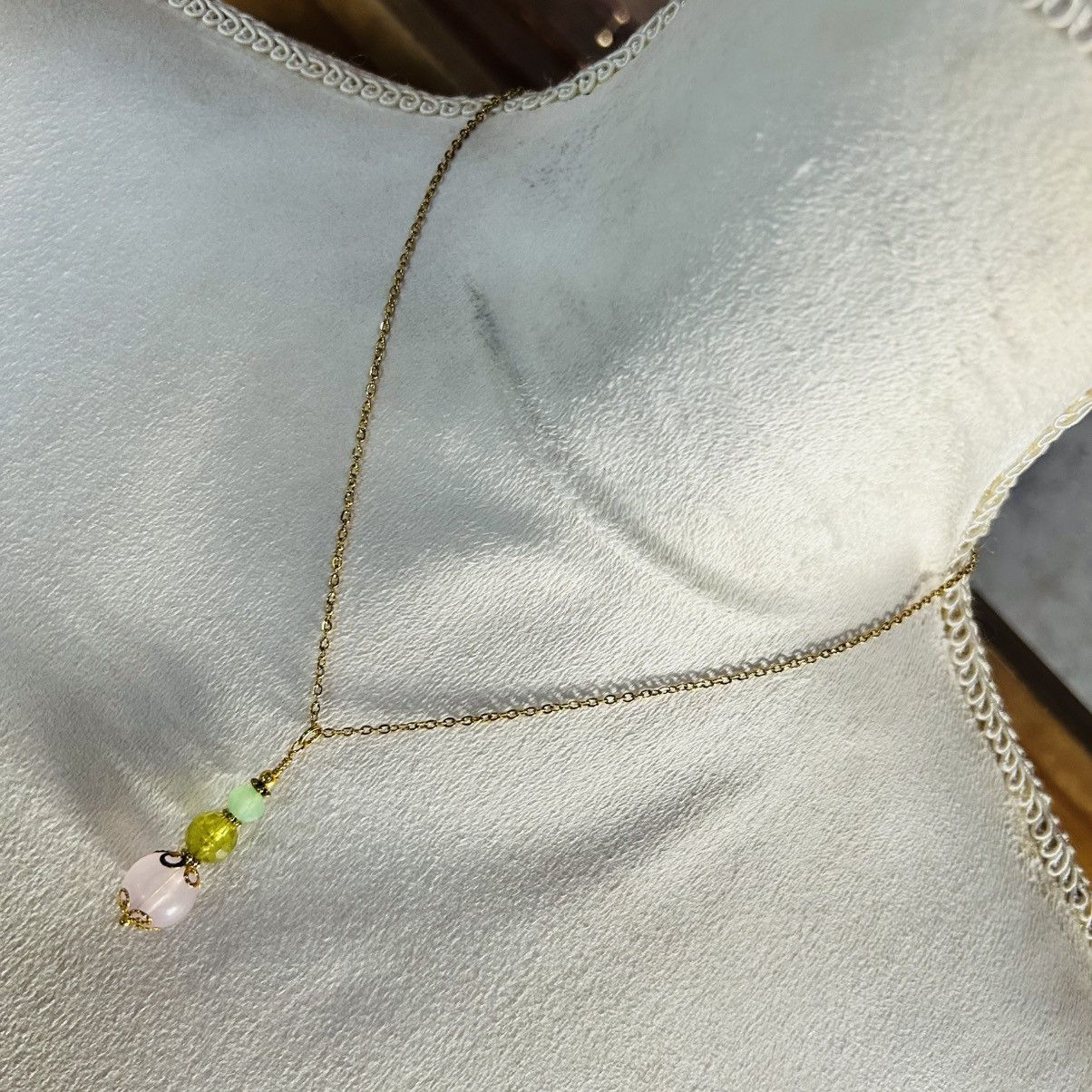 Handmade Handcrafted vintage beaded glass crystal drop necklace Size ONE SIZE - 1 Thumbnail