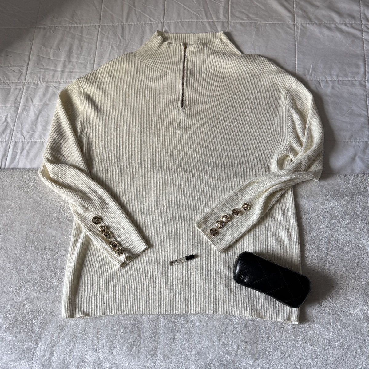Other Vivienne Hu White Quarter Zip Sweater Size US L / EU 52-54 / 3 - 1 Thumbnail
