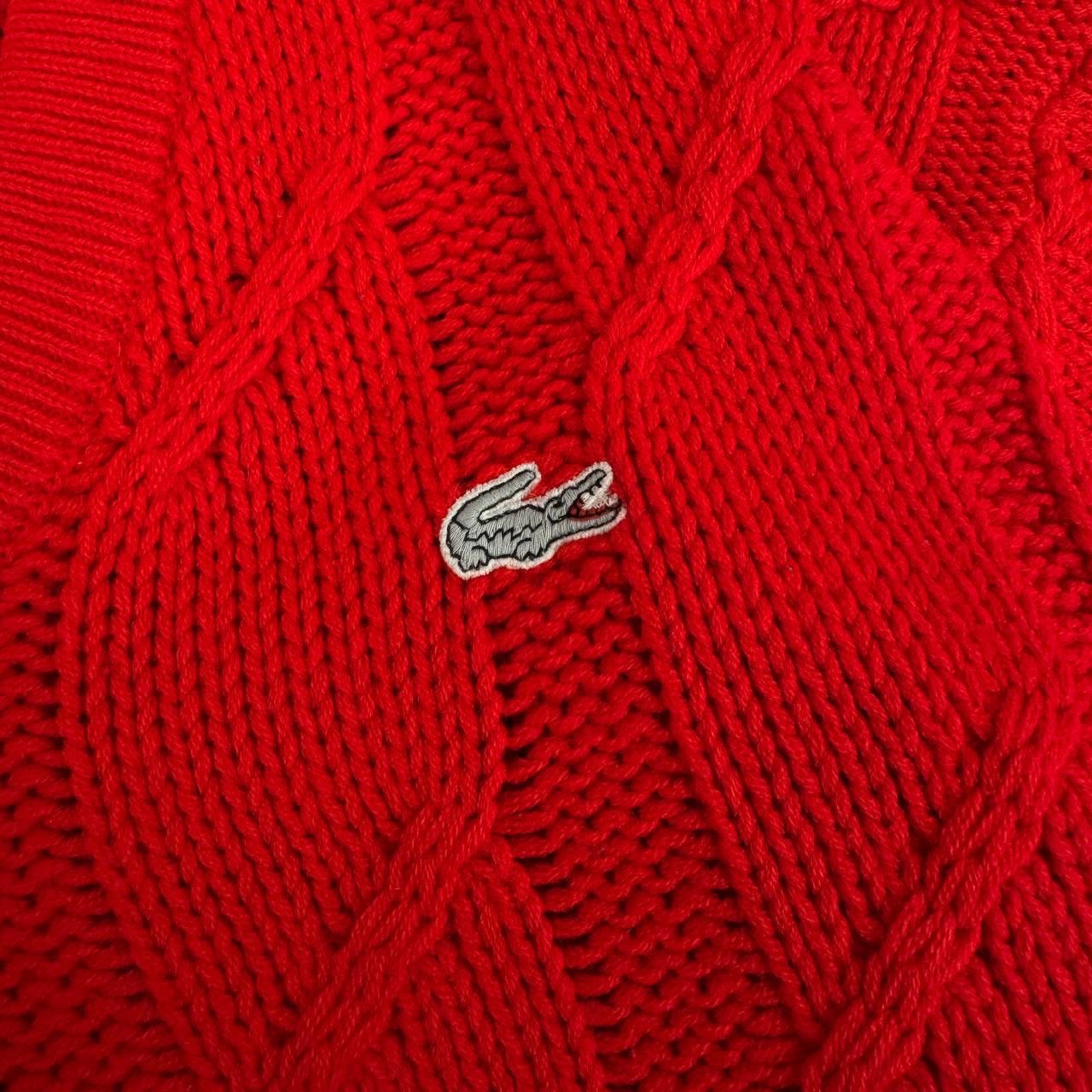 Lacoste Lacoste 70-80s vintage knitting pullover cable knit v neck Size US L / EU 52-54 / 3 - 4 Thumbnail
