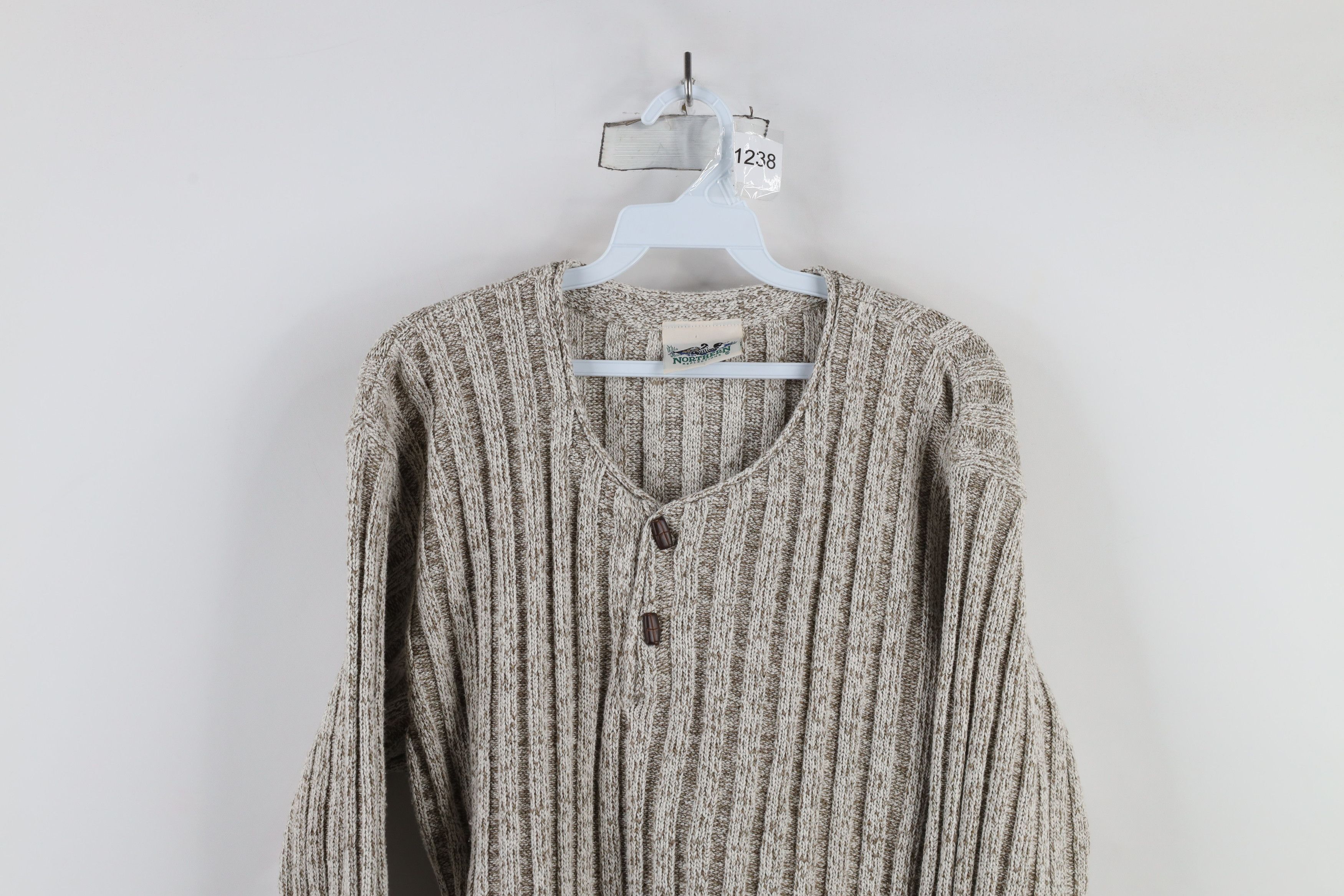 Vintage Vintage 90s Streetwear Ribbed Marled Knit Henley Sweater Size L / US 10 / IT 46 - 2 Thumbnail