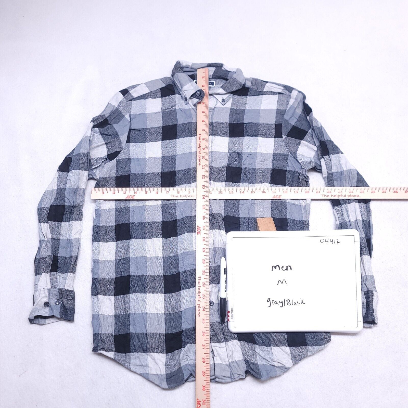 Club Room Club Room GIngham Flannel Shirt Mens Size M Gray Black Size US M / EU 48-50 / 2 - 6 Thumbnail