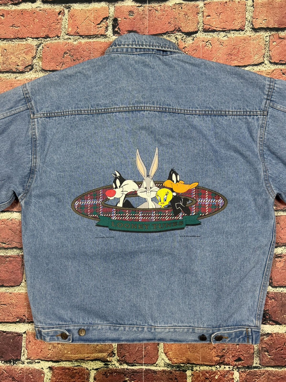 Warner Bros Vintage Looney Tunes Blue Denim Trucker Jacket Tweety Bugs Size US M / EU 48-50 / 2 - 3 Thumbnail