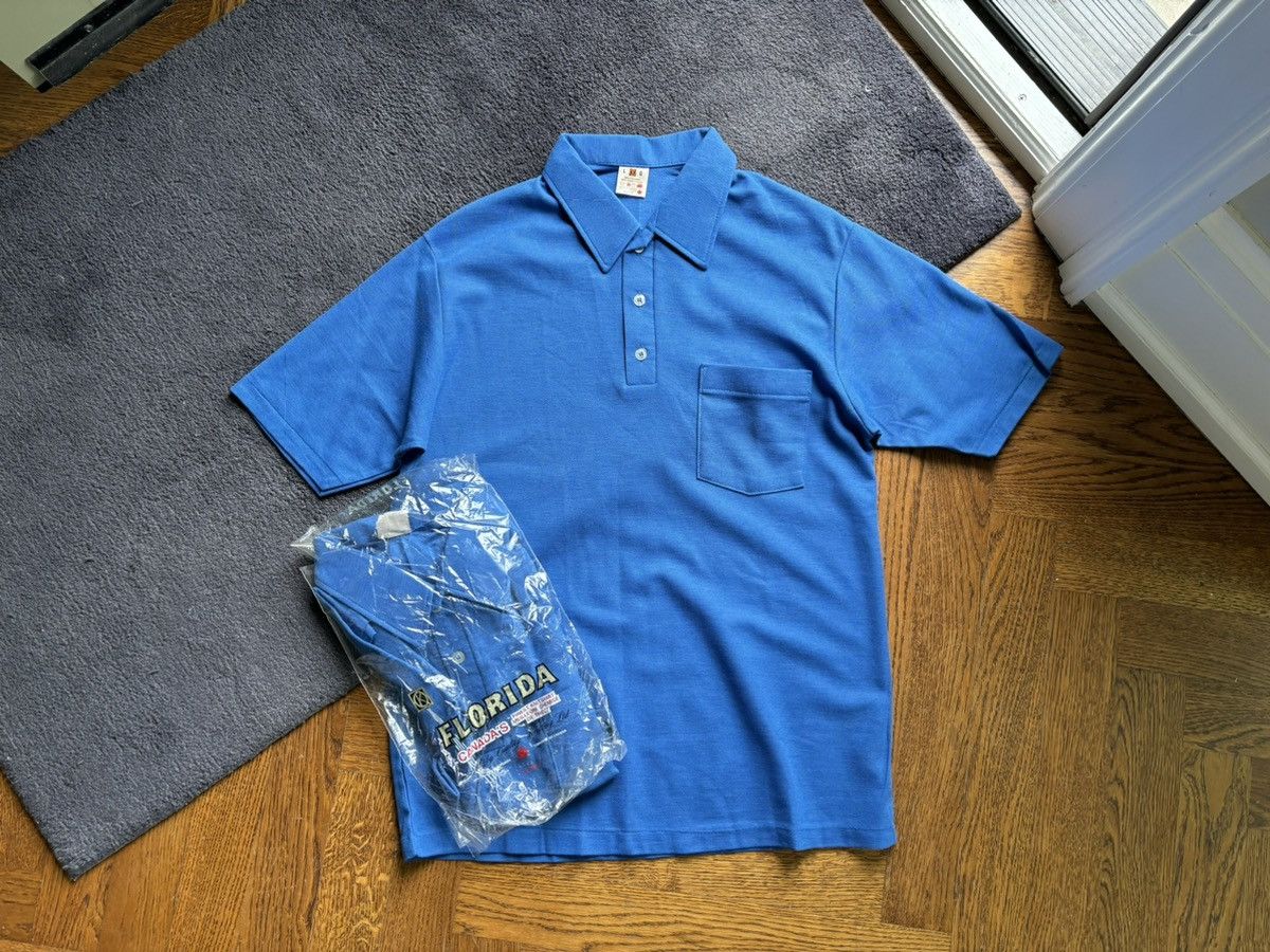 Vintage 1980s Vintage Polo Shirt 80s 90s Deadstock Blank Tee Blue Size US L / EU 52-54 / 3 - 9 Thumbnail