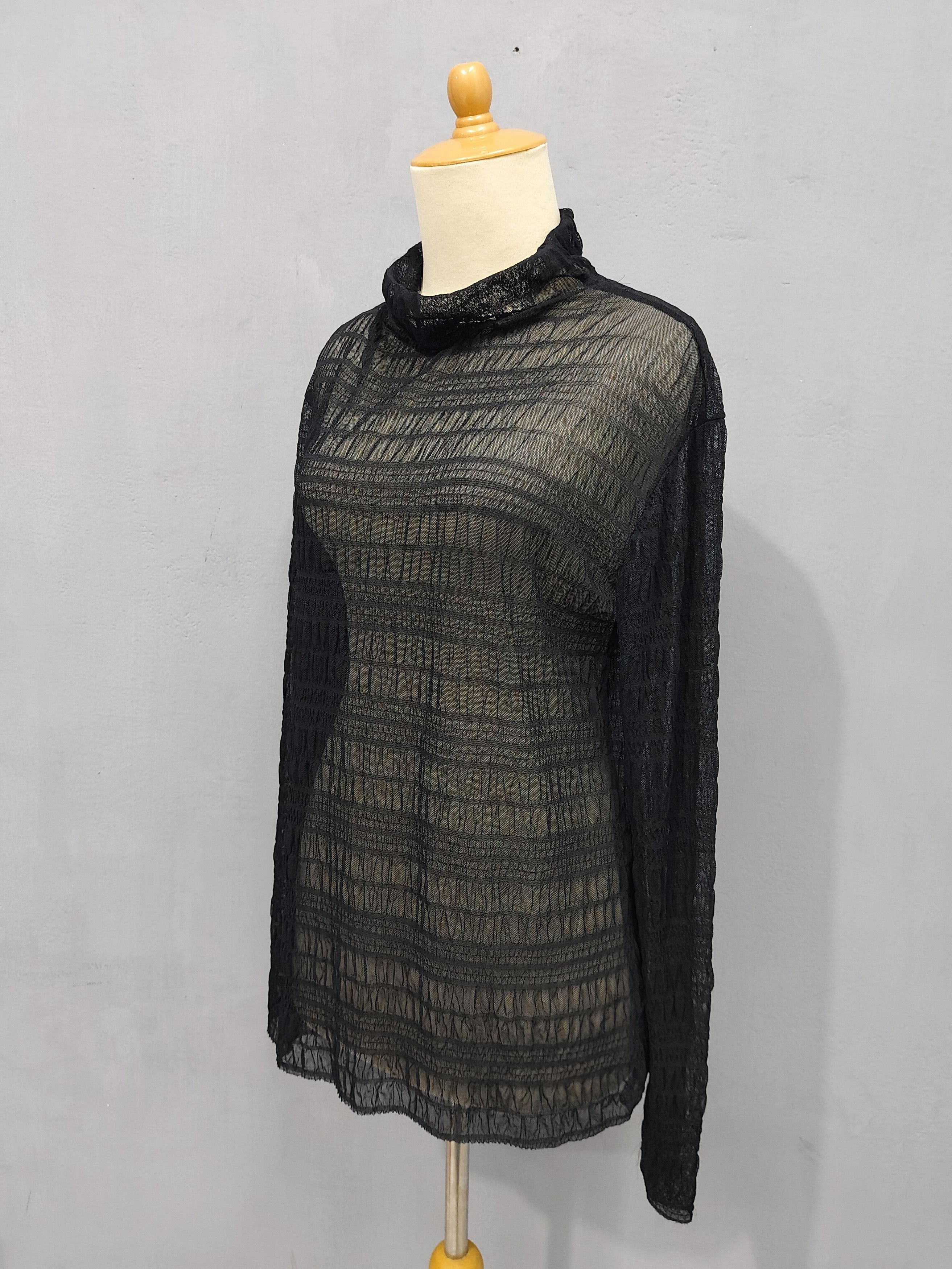 Japanese Brand Libby&Rose- Gothic Sheer Wrinkle Textured Layering Top Size L / US 10 / IT 46 - 3 Thumbnail