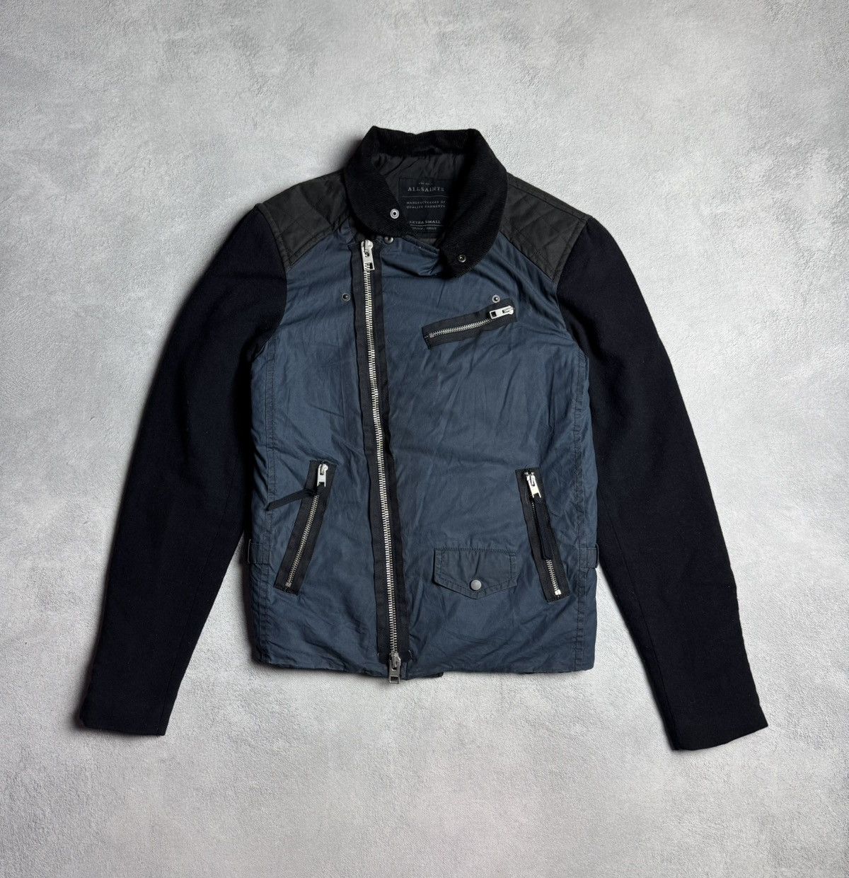 Allsaints Allsaints Women’s Biker Wax Cotton Jacket Wool Sleeves Size S / US 4 / IT 40 - 2 Thumbnail