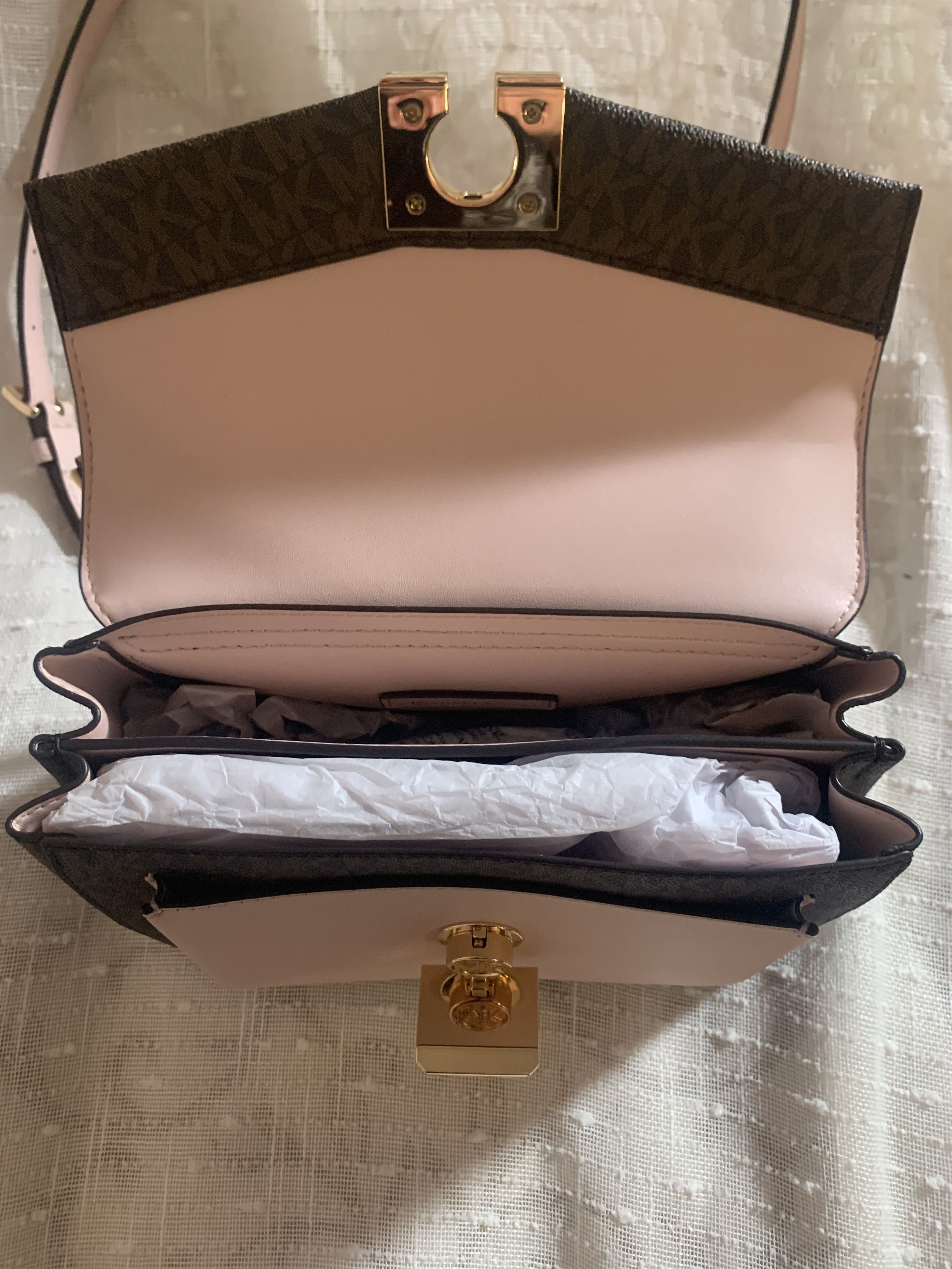 Michael Kors Brand New Lita Medium Two-Tone Logo Crossbody Bag Size ONE SIZE - 7 Thumbnail