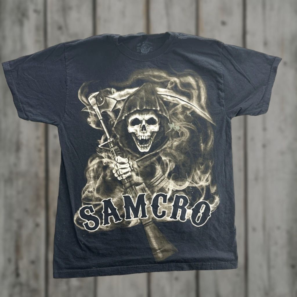 Vintage VINTAGE Sons Of Anarchy T-Shirt Mens Large Black Graphic Print TV Show Biker Sam Grim Reaper FX Size US L / EU 52-54 / 3 - 1 Thumbnail