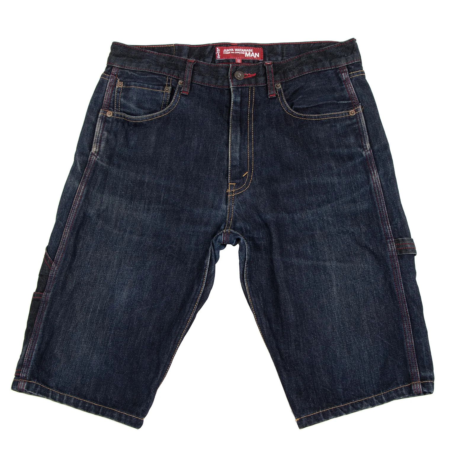 Reconstructed Denim Half Shorts in Indigo Blue