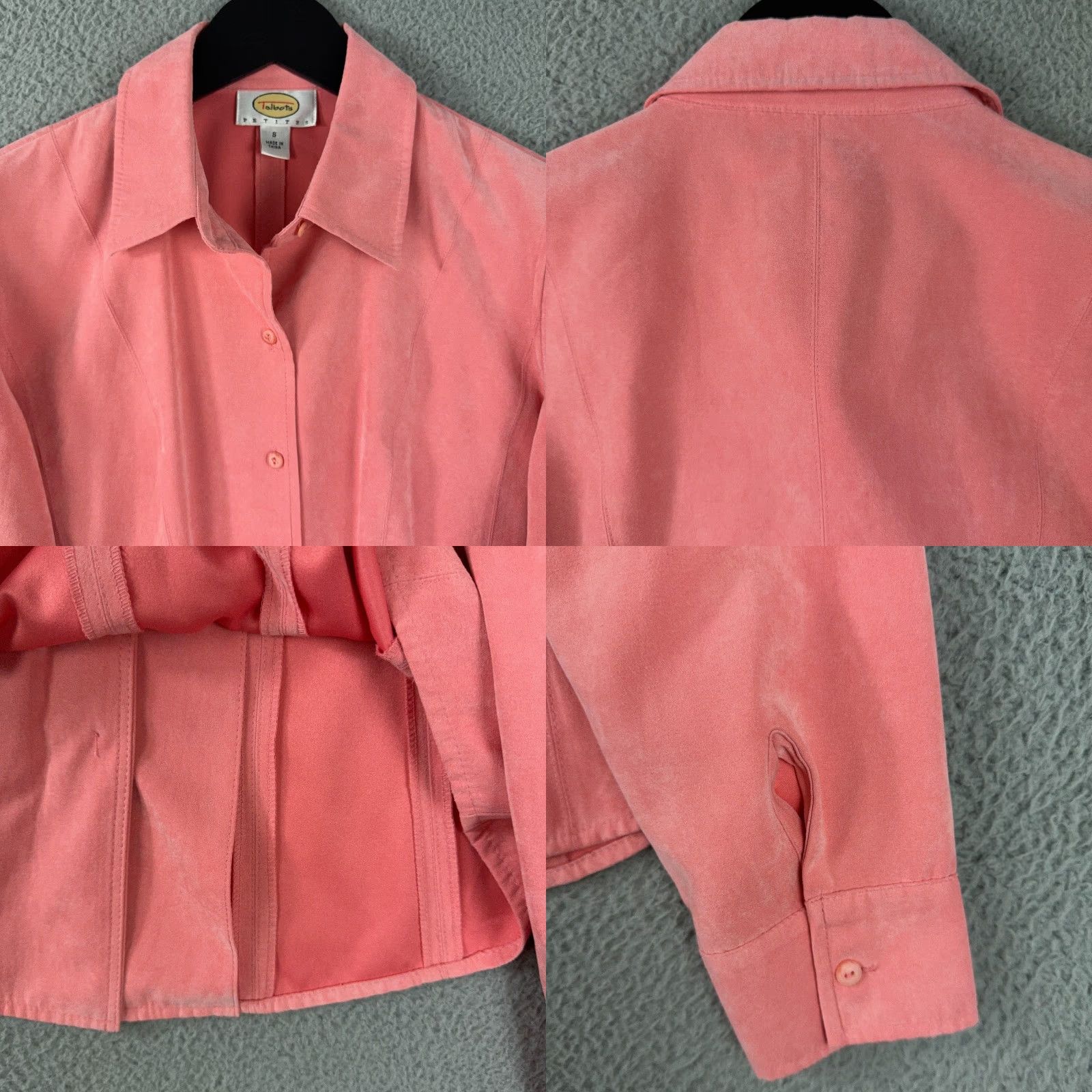 Talbots VINTAGE Talbots Shirt Womens SP Coral Faux Suede Button Up Long Sleeve Soft Top Size S / US 4 / IT 40 - 8 Thumbnail