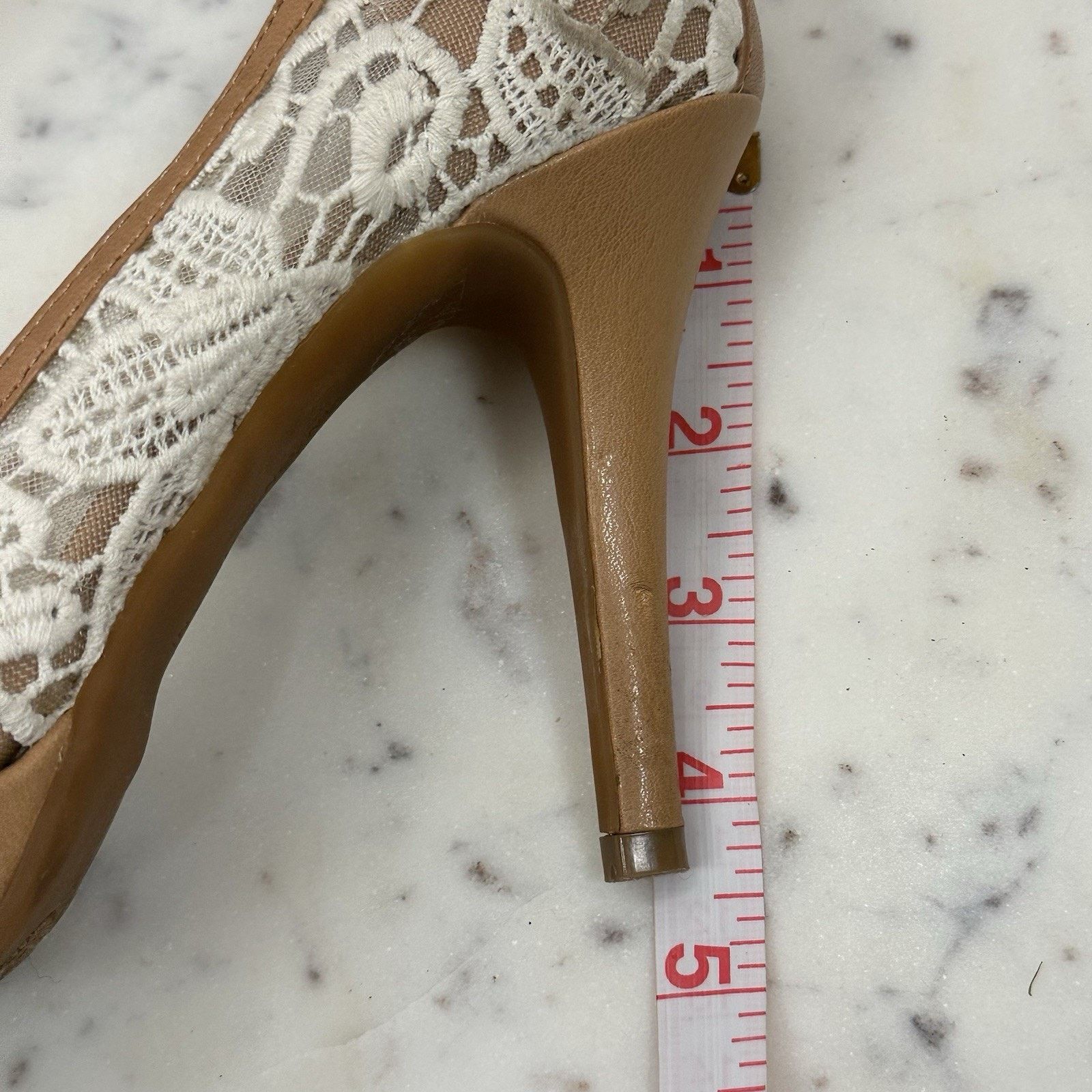 Other Antonio Melani 7.5 Cream Lace Peep-Toe Heels Bridal Boho Size US 7.5 / IT 37.5 - 16 Thumbnail