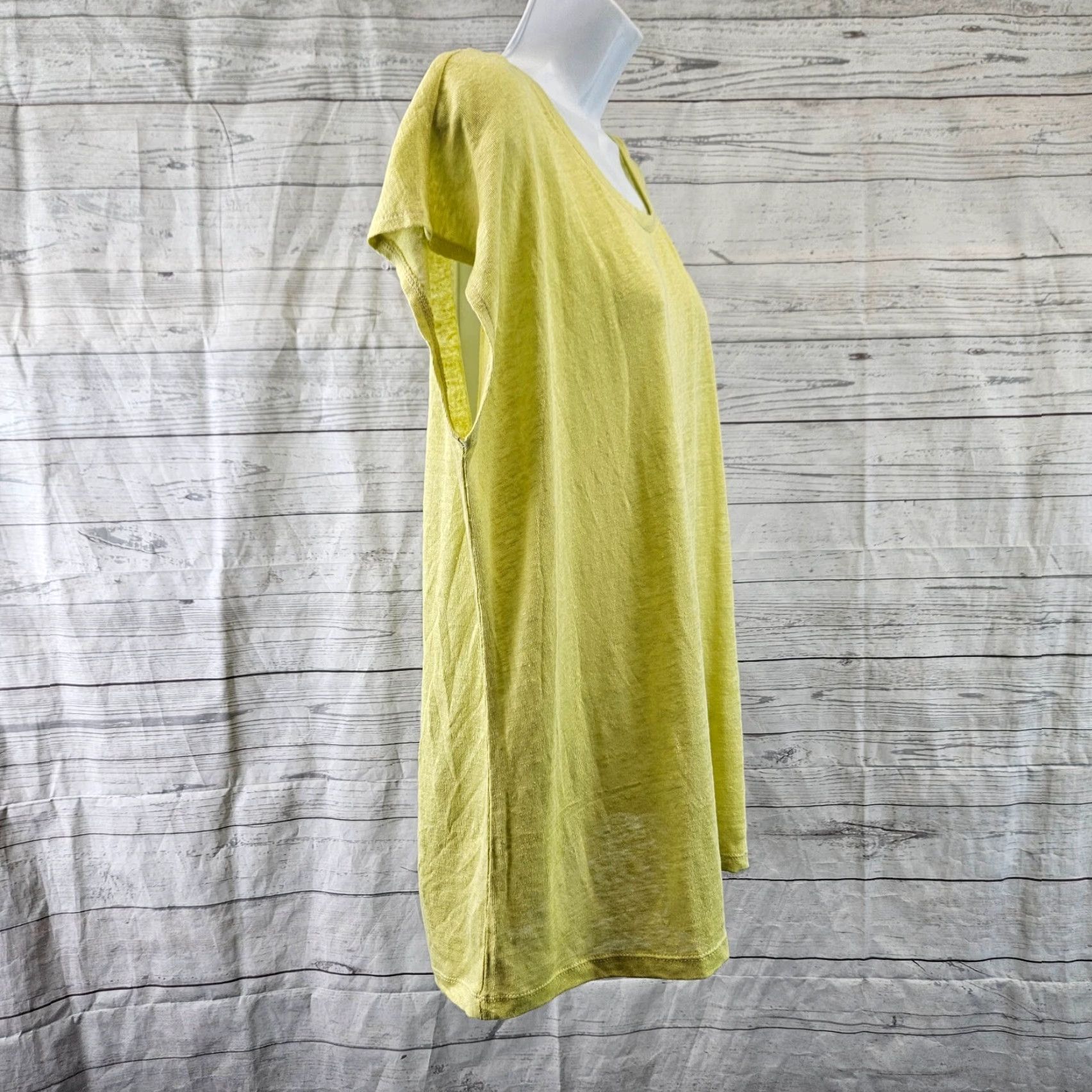 Vintage Tahari Womens Linen Top XL Yellow/Green Scoop Neck Back Button Shirt Adult XL Womens Linen Top Yellow Green Tahari Shirt Top Size XL / US 12-14 / IT 48-50 - 3 Thumbnail